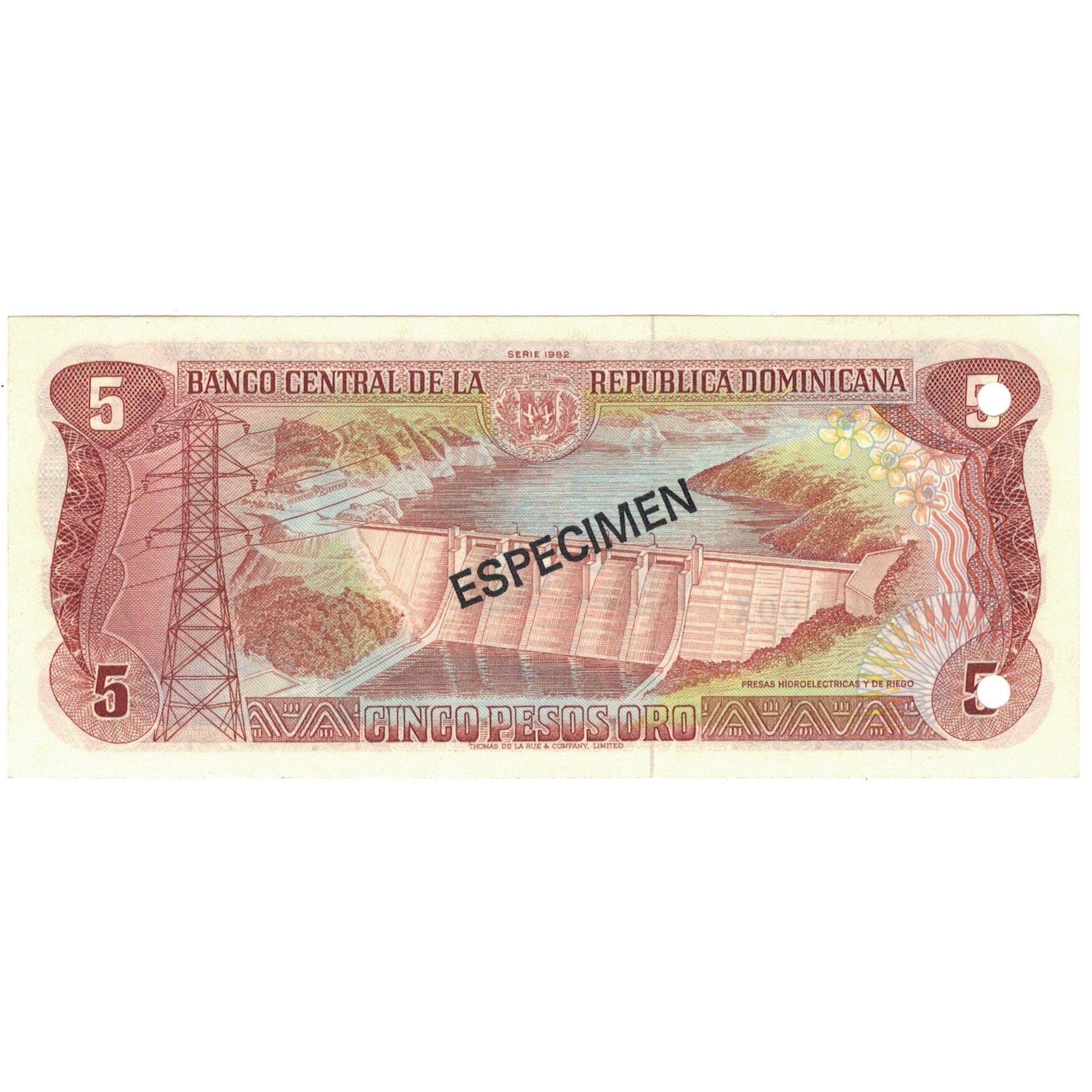 Banknote, Dominican Republic, 5 Pesos Oro, 1982, 1982, Specimen, KM:118s1