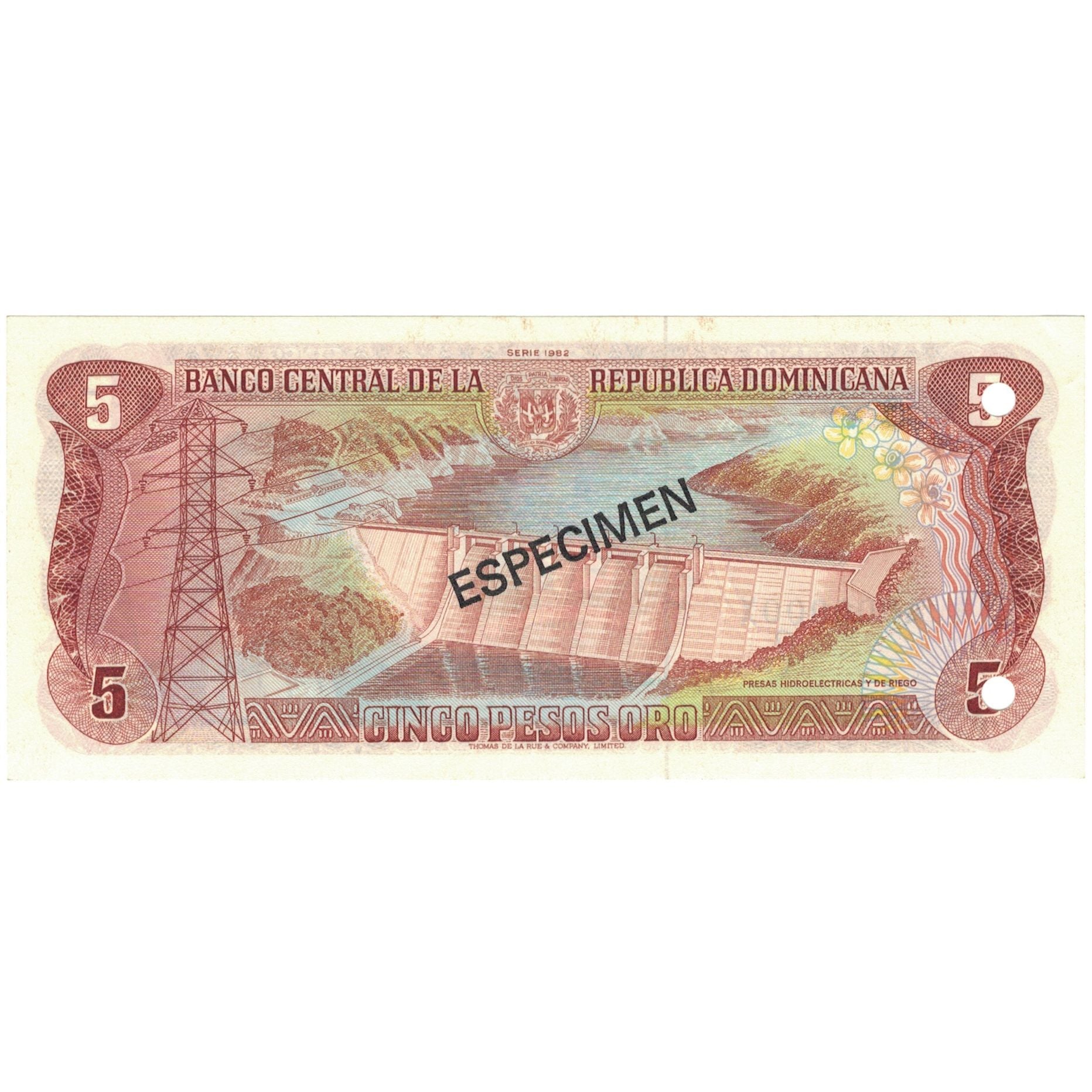Banknote, Dominican Republic, 5 Pesos Oro, 1982, 1982, Specimen, KM:118s1