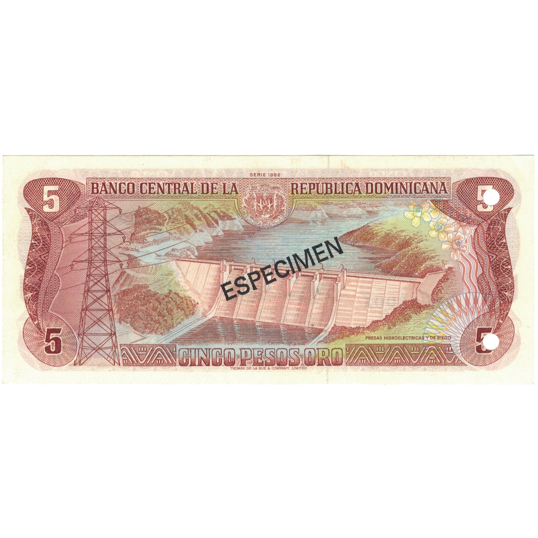 Billet, Dominican Republic, 5 Pesos Oro, 1982, 1982, Specimen, KM:118s1, SPL