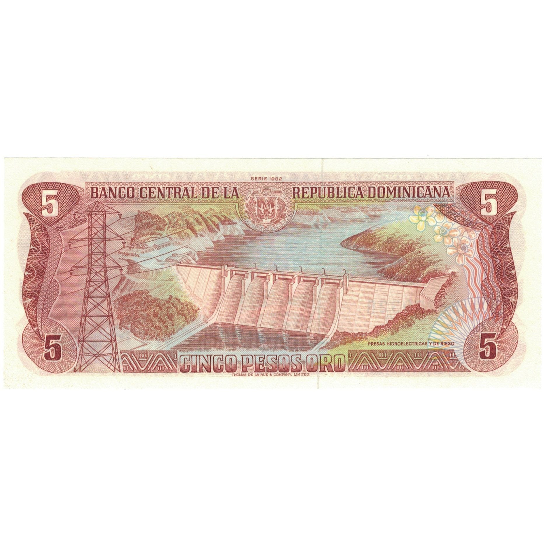 Billet, Dominican Republic, 5 Pesos Oro, 1982, 1982, KM:118b, SPL