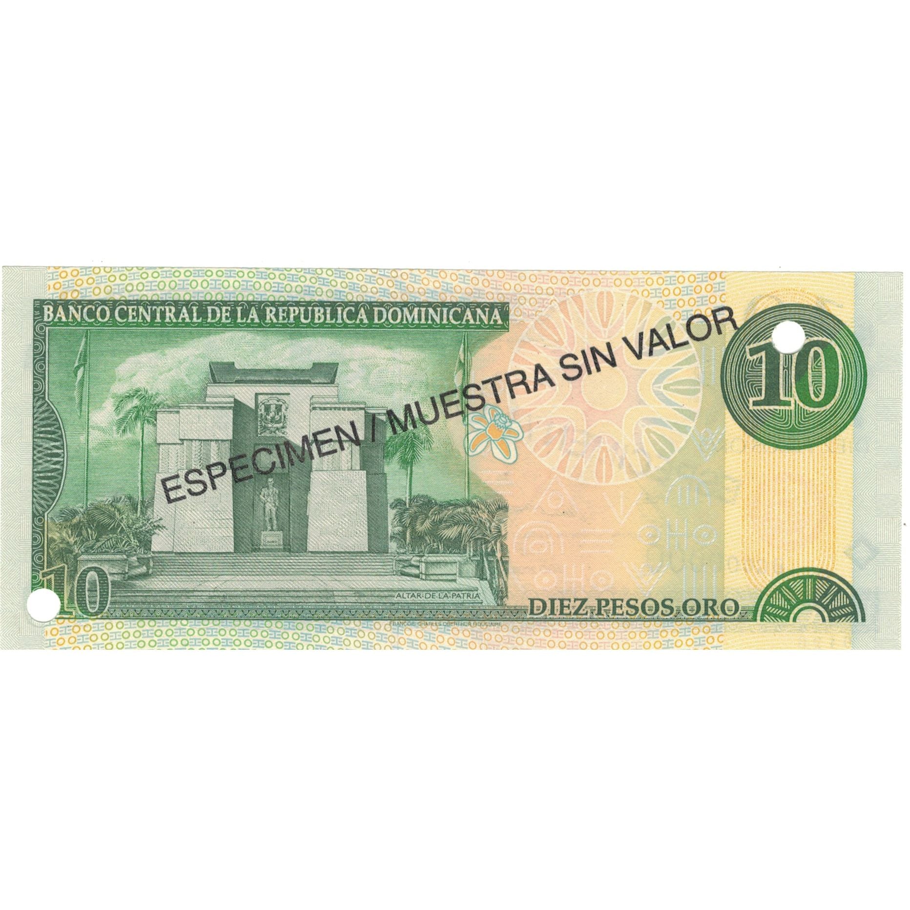 Billete, 10 Pesos Oro, 2000, República Dominicana, 2000, Specimen, KM:159s, SC