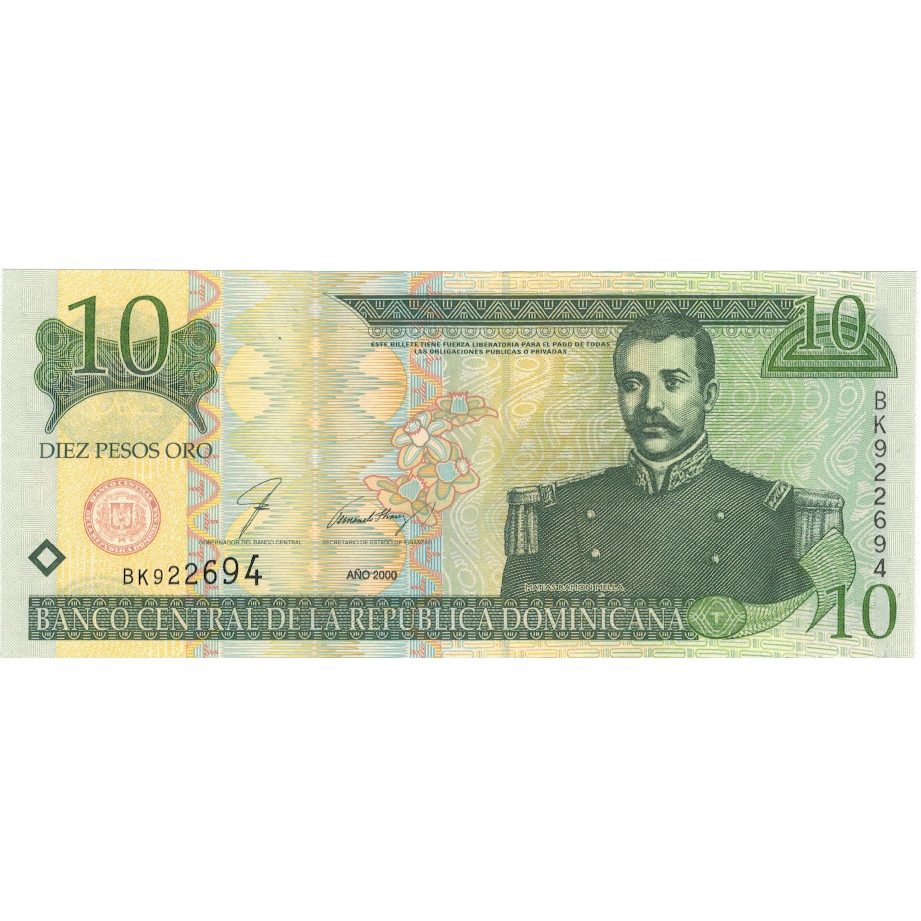 Banconote, Repubblica domenicana, 10 Pesos Oro, 2000, KM:159a, SPL