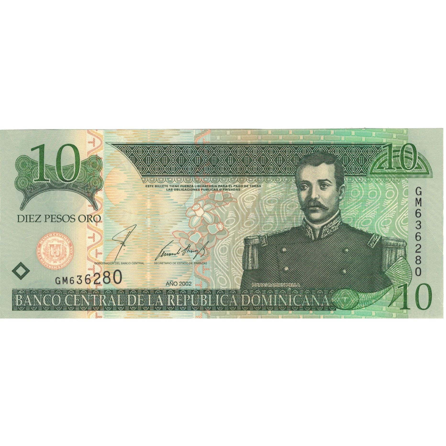 Billet, Dominican Republic, 10 Pesos Oro, 2002, KM:168b, SPL