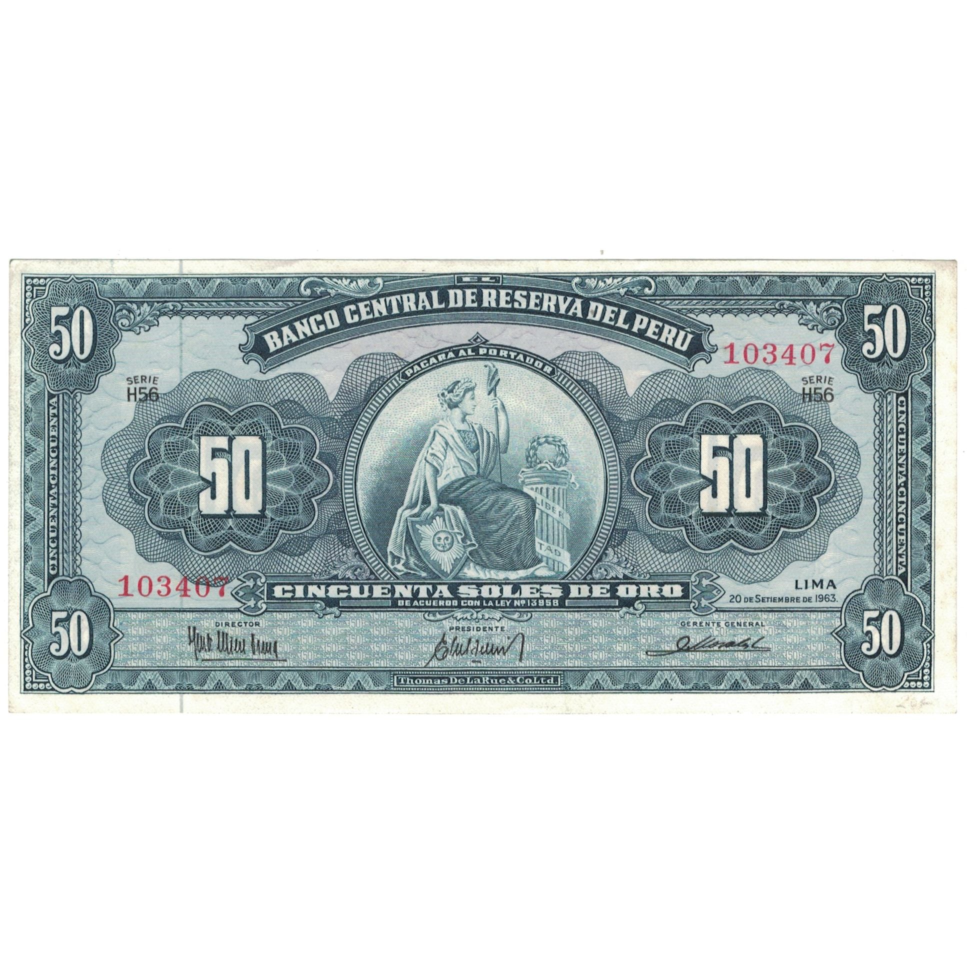 Geldschein, Peru, 50 Soles De Oro, 1963, 1963-09-20, KM:85a, UNZ-