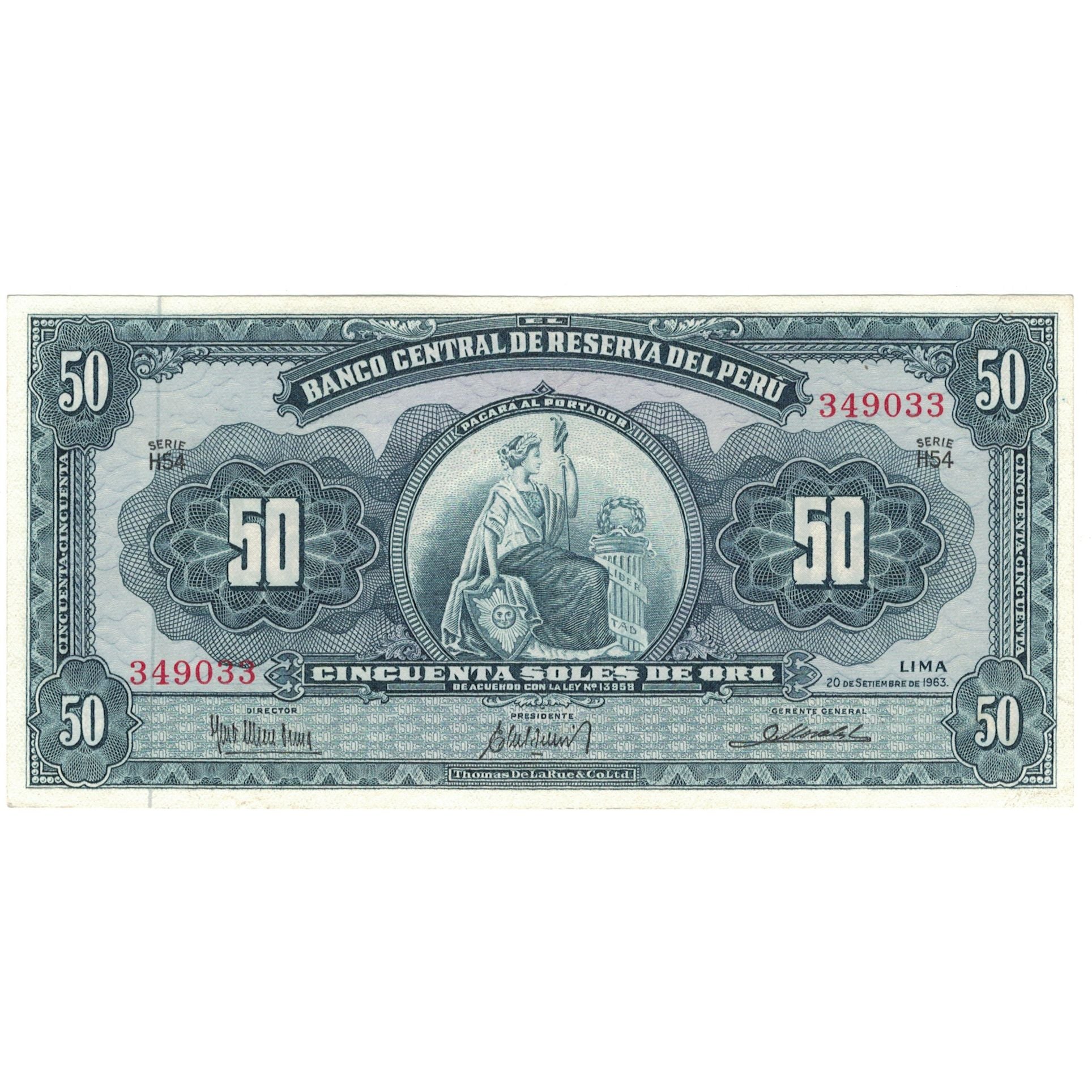 Banconote, Perù, 50 Soles De Oro, 1963, 1963-09-20, KM:85a, SPL