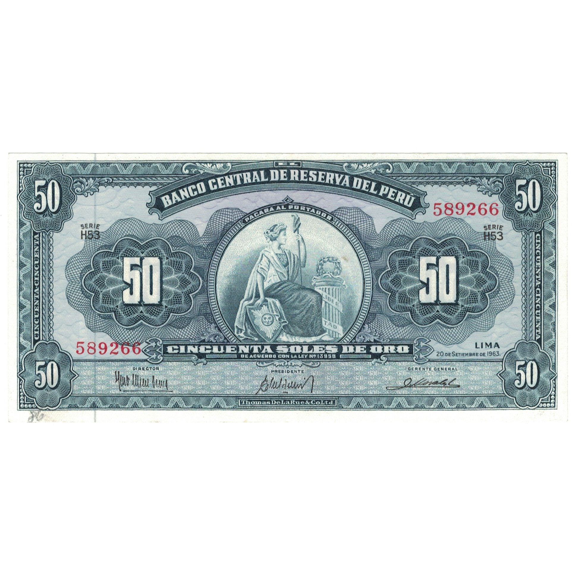 Banconote, Perù, 50 Soles De Oro, 1963, 1963-09-20, KM:85a, SPL