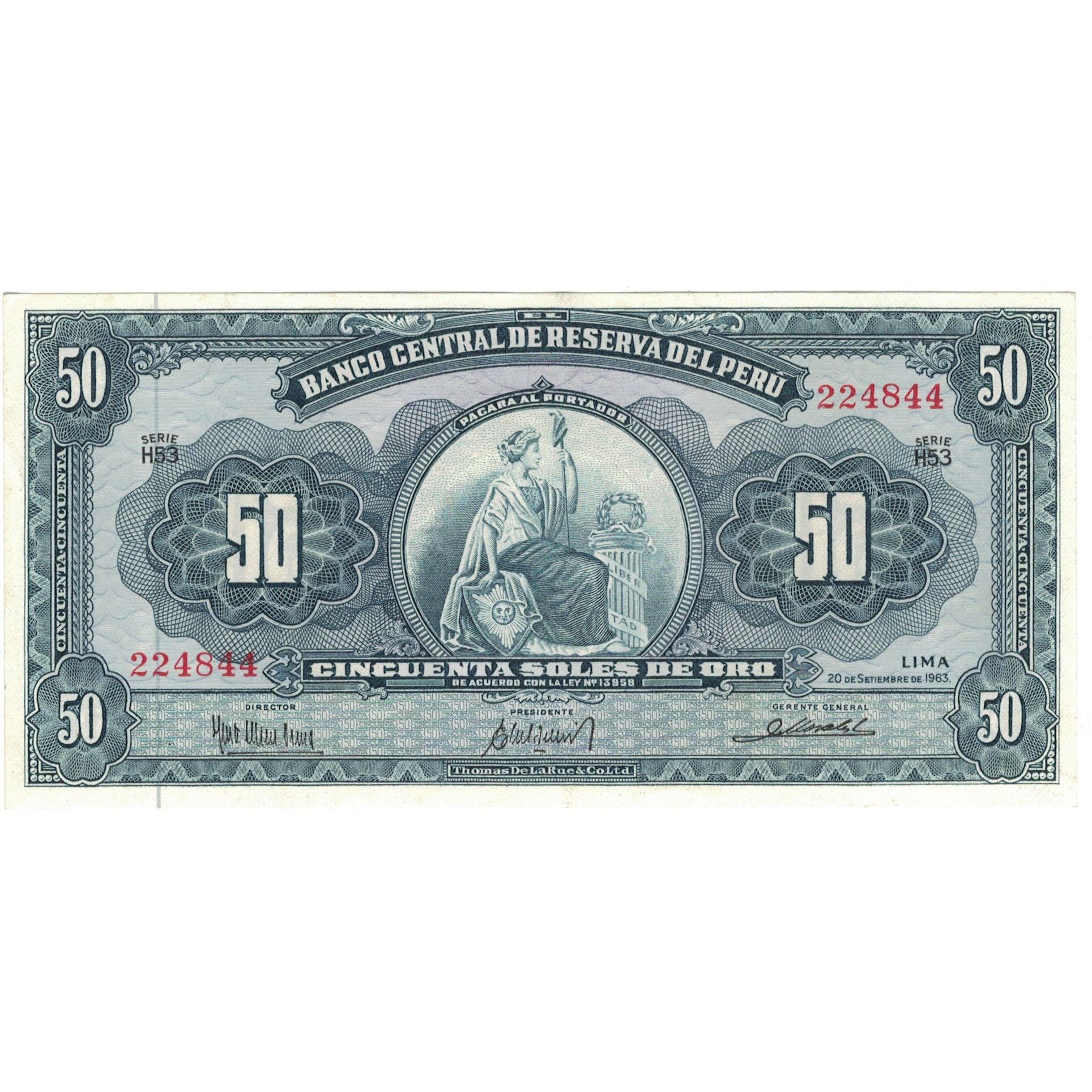 Geldschein, Peru, 50 Soles De Oro, 1963, 1963-09-20, KM:85a, UNZ-