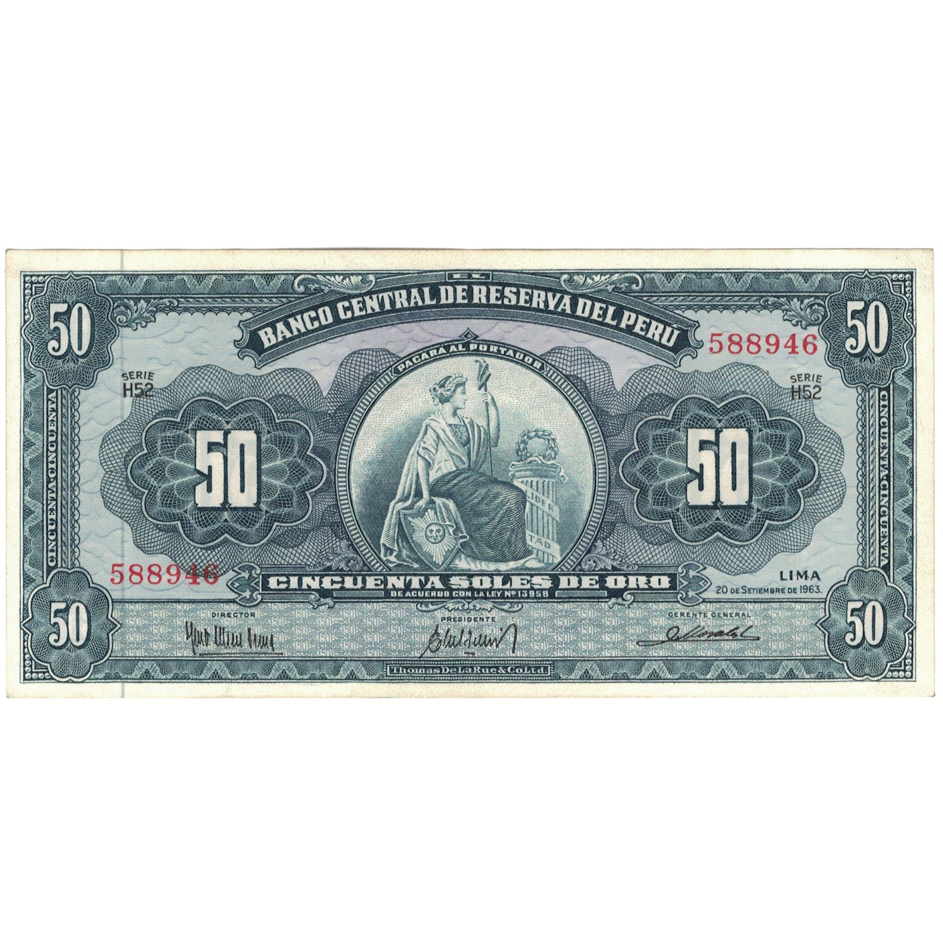 Banknote, Peru, 50 Soles De Oro, 1963, 1963-09-20, KM:85a, UNC(60-62)