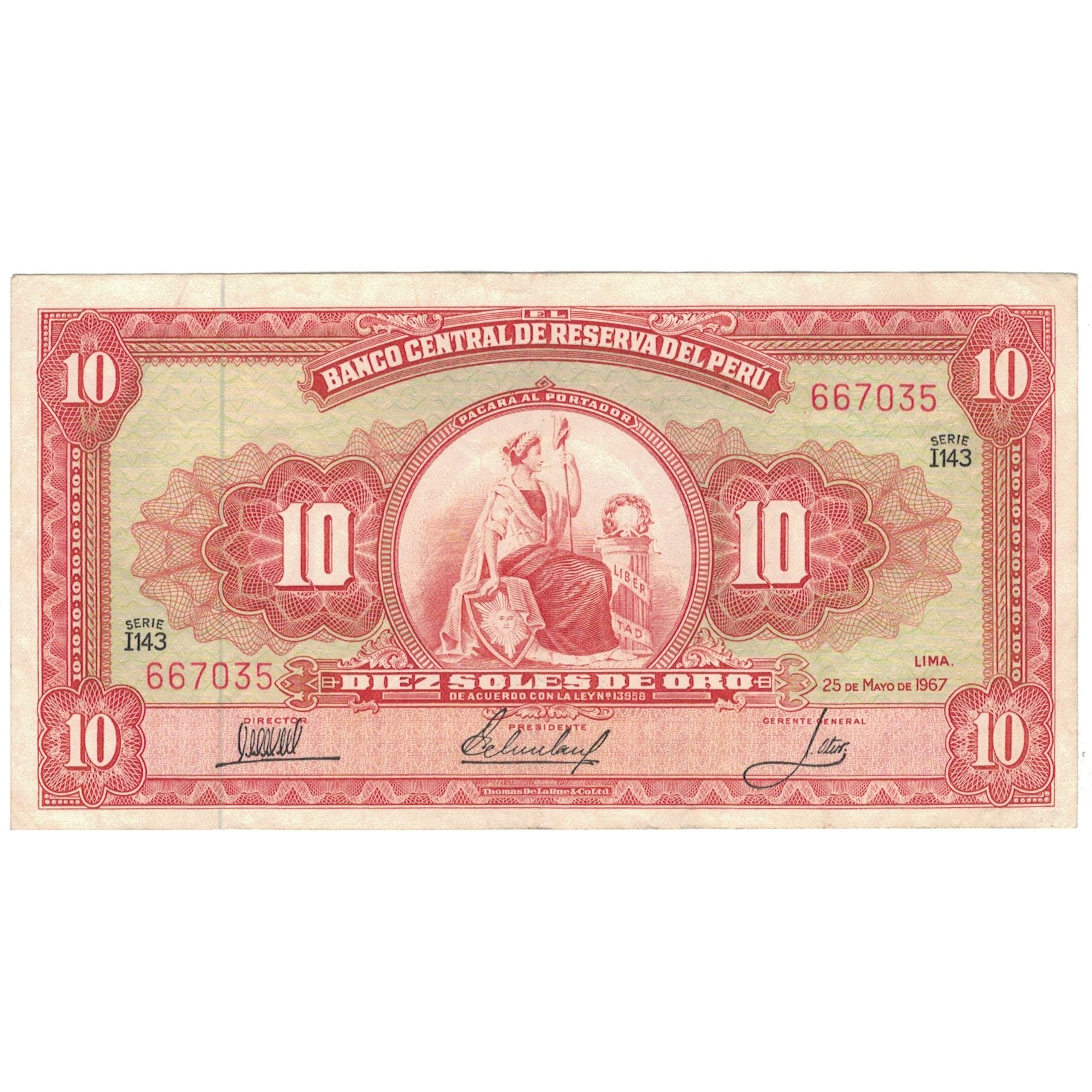 Banknote, Peru, 10 Soles De Oro, 1967, 1967-05-25, KM:84a, AU(55-58)