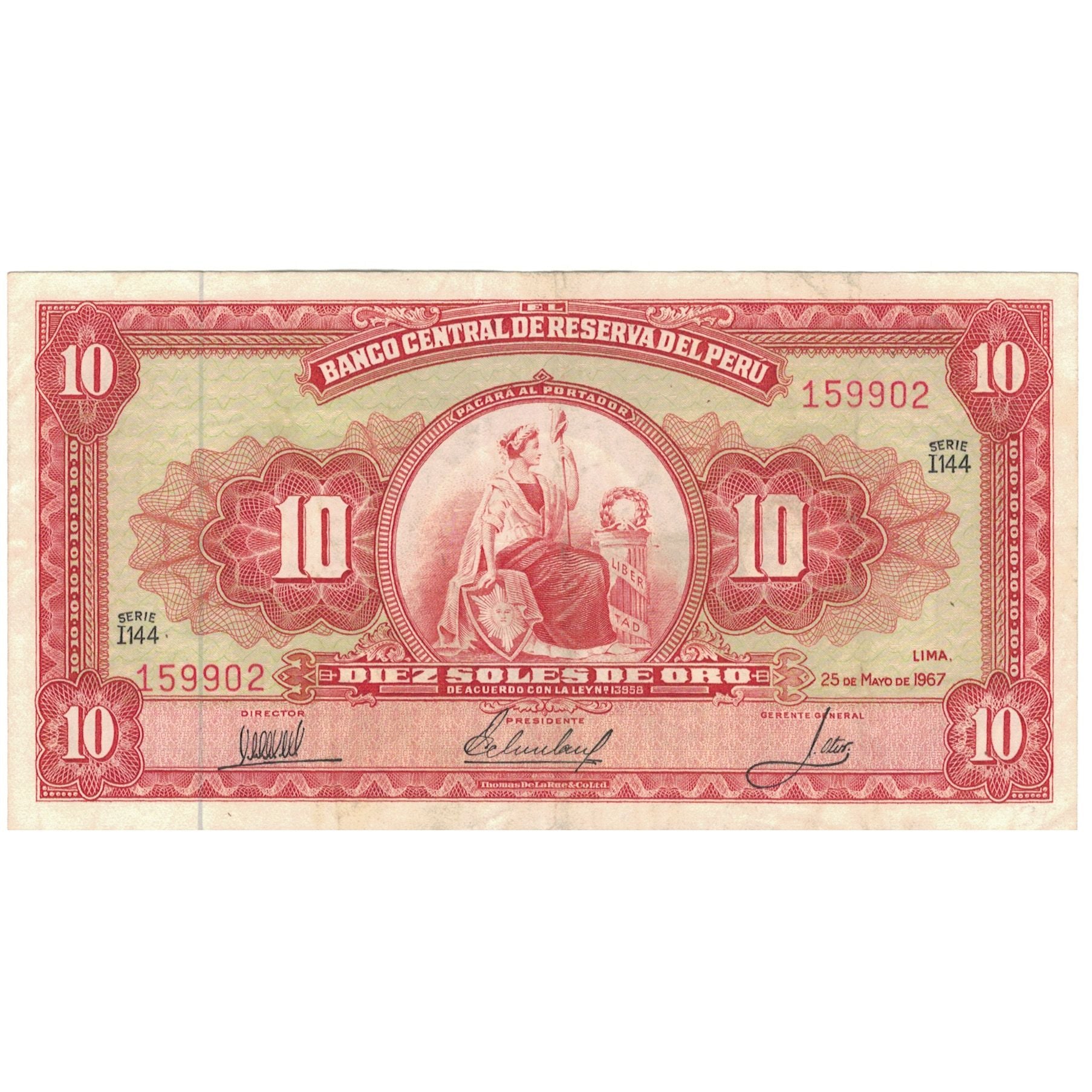 Banknote, Peru, 10 Soles De Oro, 1967, 1967-05-25, KM:84a, AU(50-53)