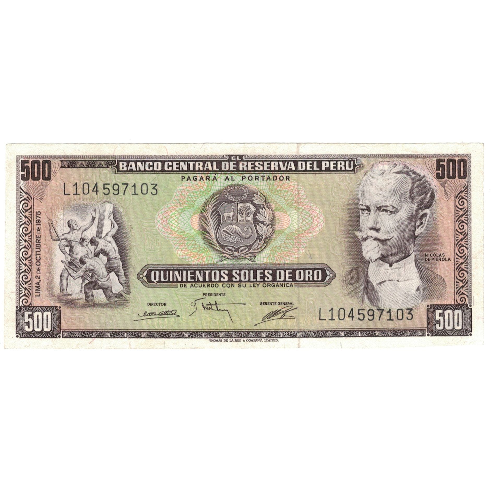Billet, Pérou, 500 Soles De Oro, 1975, 1975-10-02, KM:110, SPL+