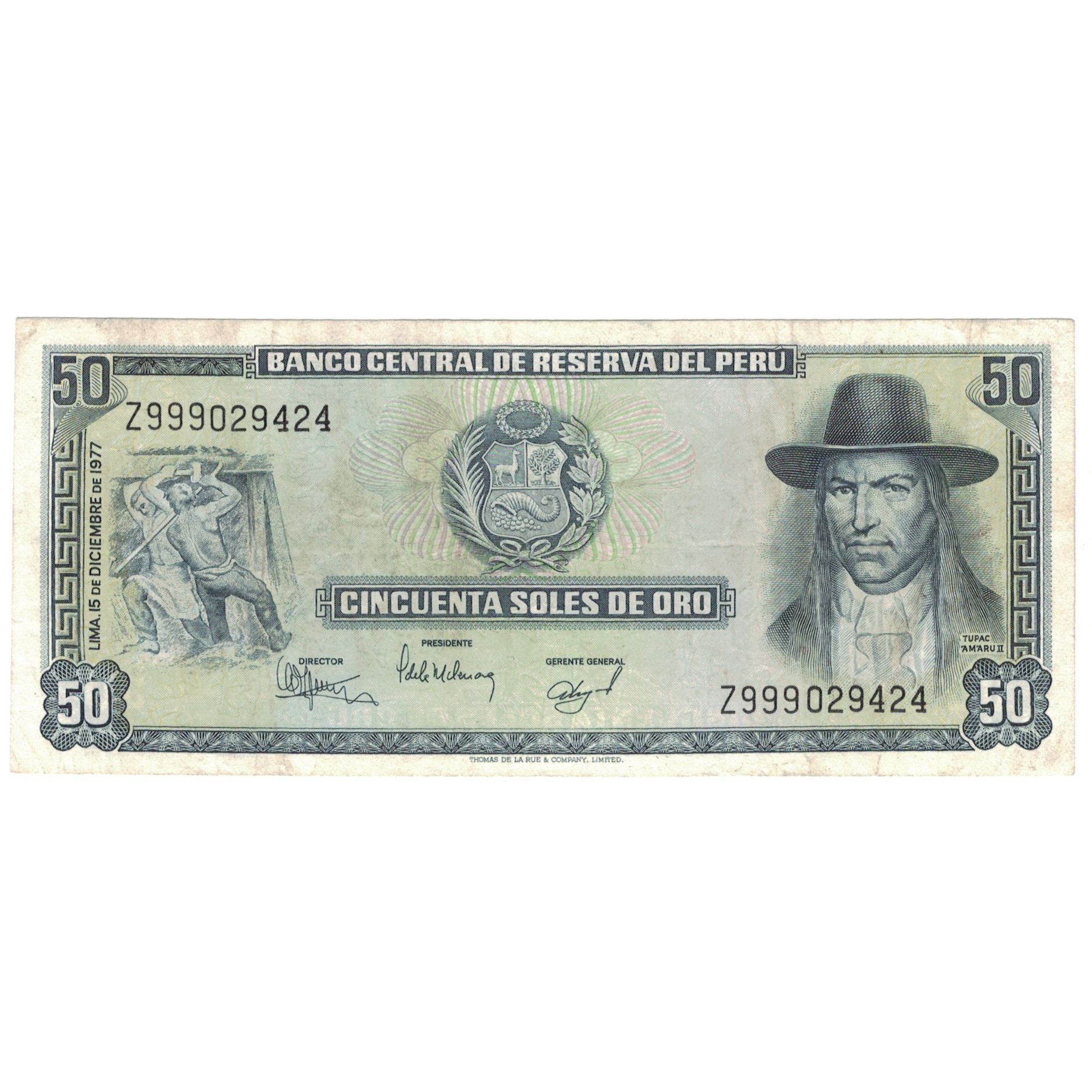 Biljet, Peru, 50 Soles De Oro, 1977, 1977-12-15, KM:113, SPL+