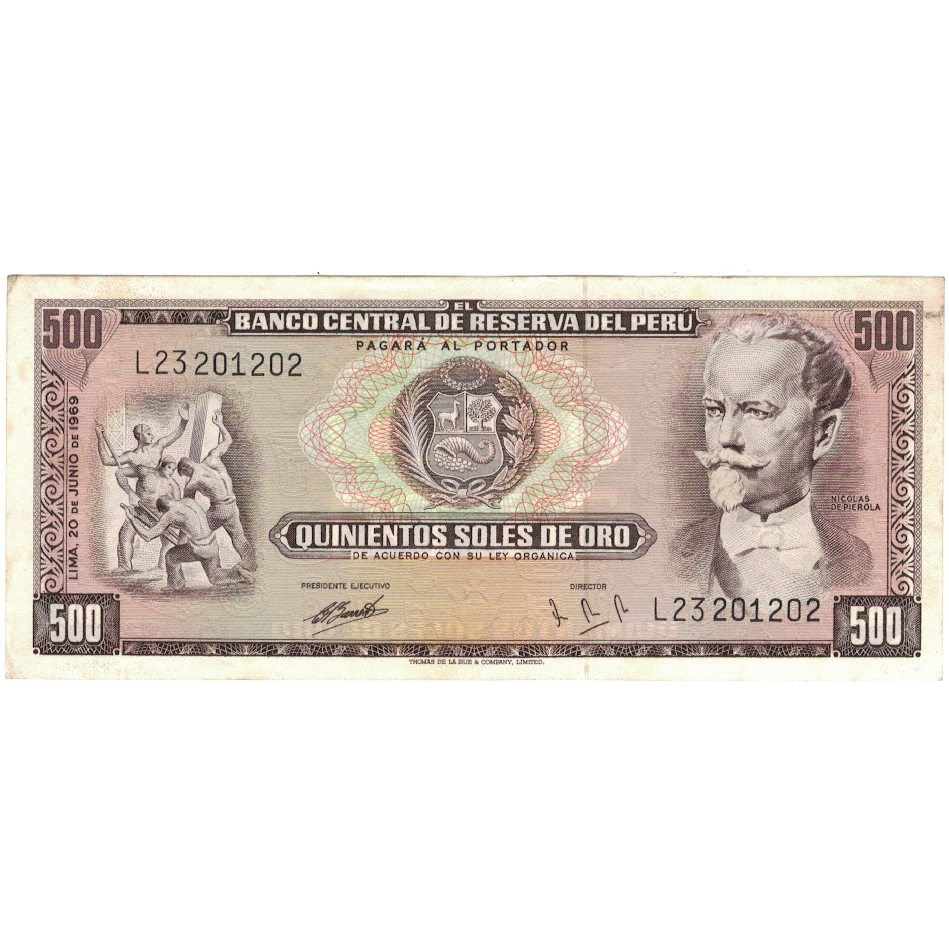 Banconote, Perù, 500 Soles De Oro, 1969, 1969-06-20, KM:104a, SPL-