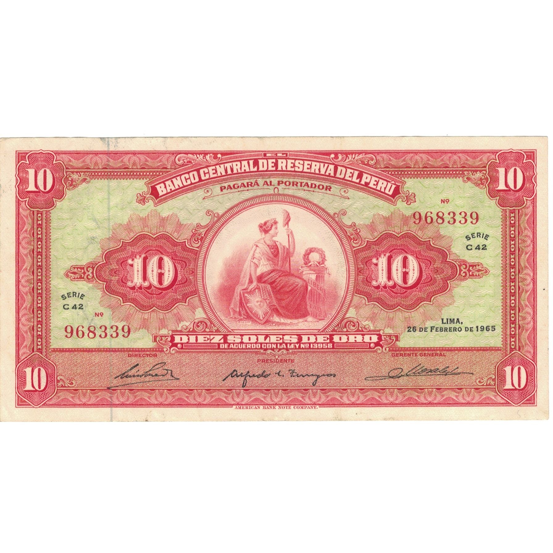 Banknote, Peru, 10 Soles De Oro, 1965, 1965-02-26, KM:88, VF(30-35)
