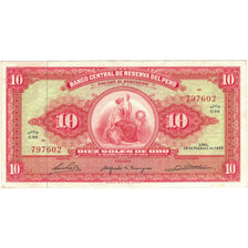 Billet, Pérou, 10 Soles De Oro, 1965, 1965-02-26, KM:88, TTB+