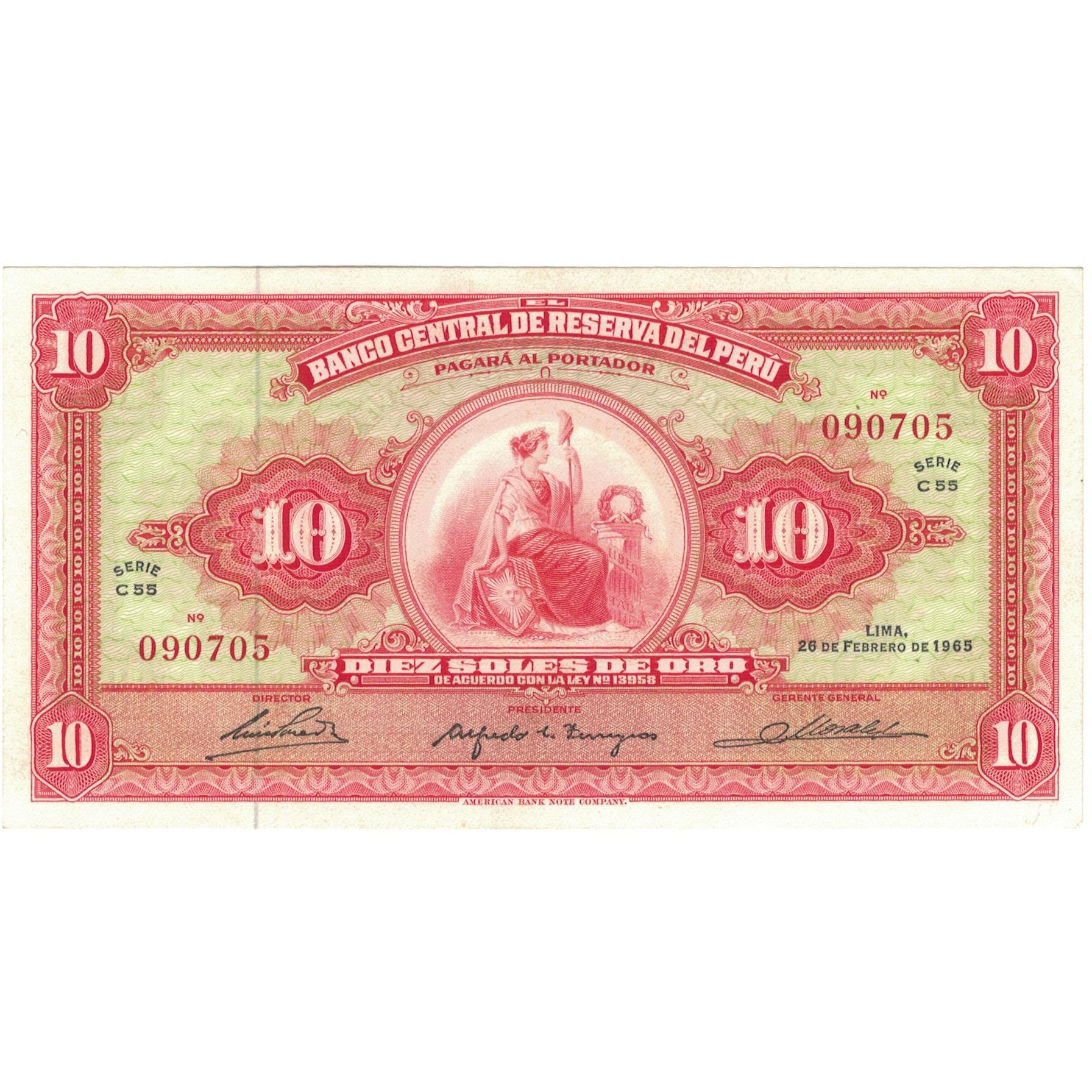 Banknote, Peru, 10 Soles De Oro, 1965, 1965-02-26, KM:88, AU(55-58)
