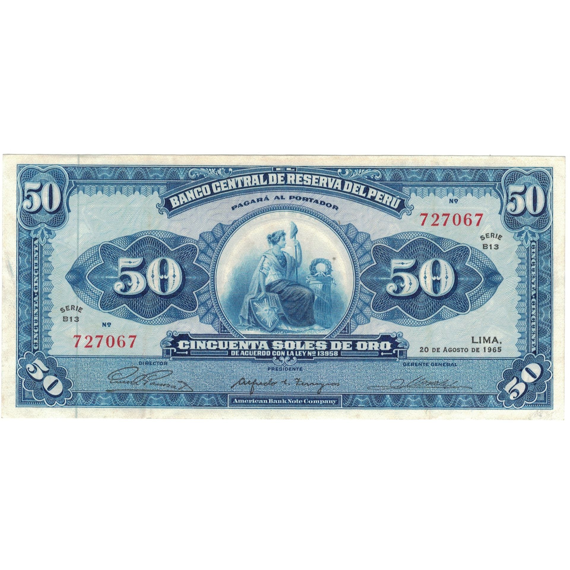Banconote, Perù, 50 Soles De Oro, 1965, 1965-08-20, KM:89a, SPL