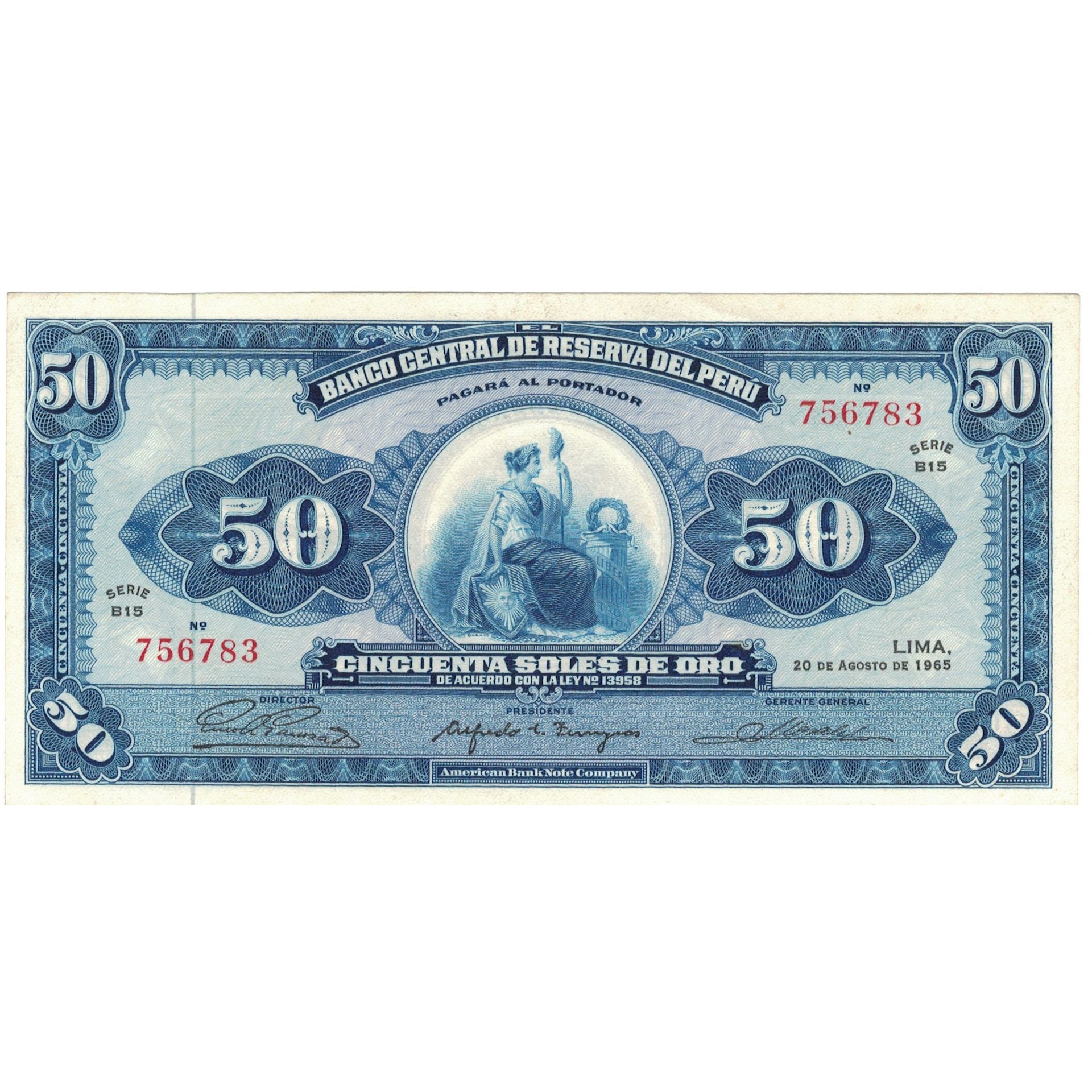 Banconote, Perù, 50 Soles De Oro, 1965, 1965-08-20, KM:89a, SPL