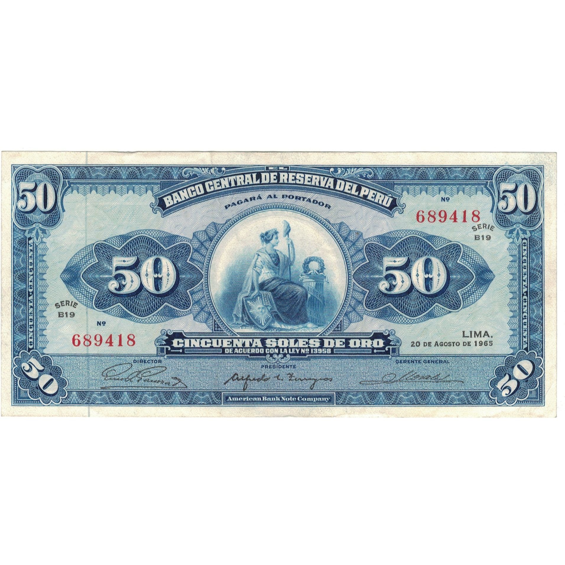 Billete, 50 Soles De Oro, 1965, Perú, 1965-08-20, KM:89a, EBC