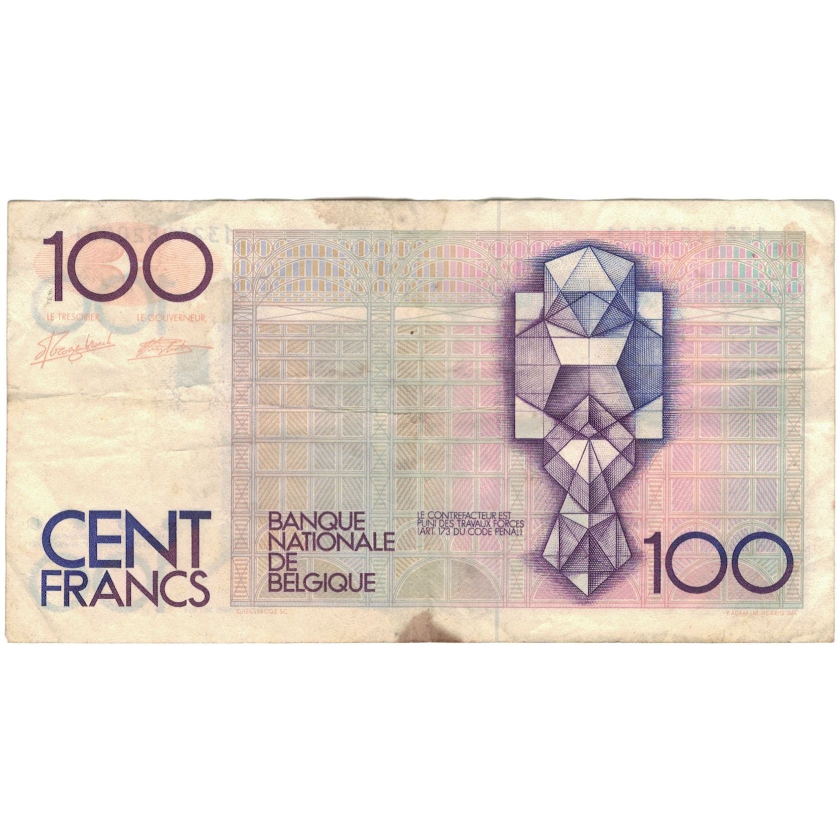 Banknote, Belgium, 100 Francs, 1981-1982, Undated (1982-1994), KM:142a, F(12-15)