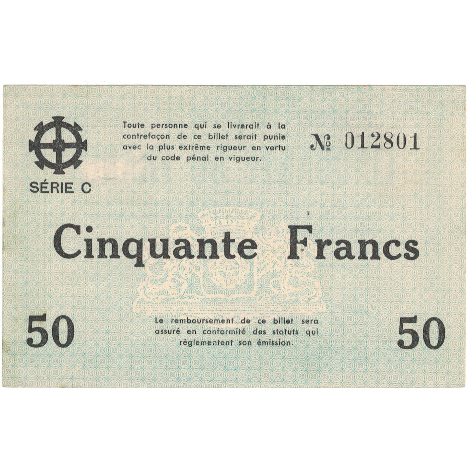 Francia, Mulhouse, 50 Francs, 1940, SPL-