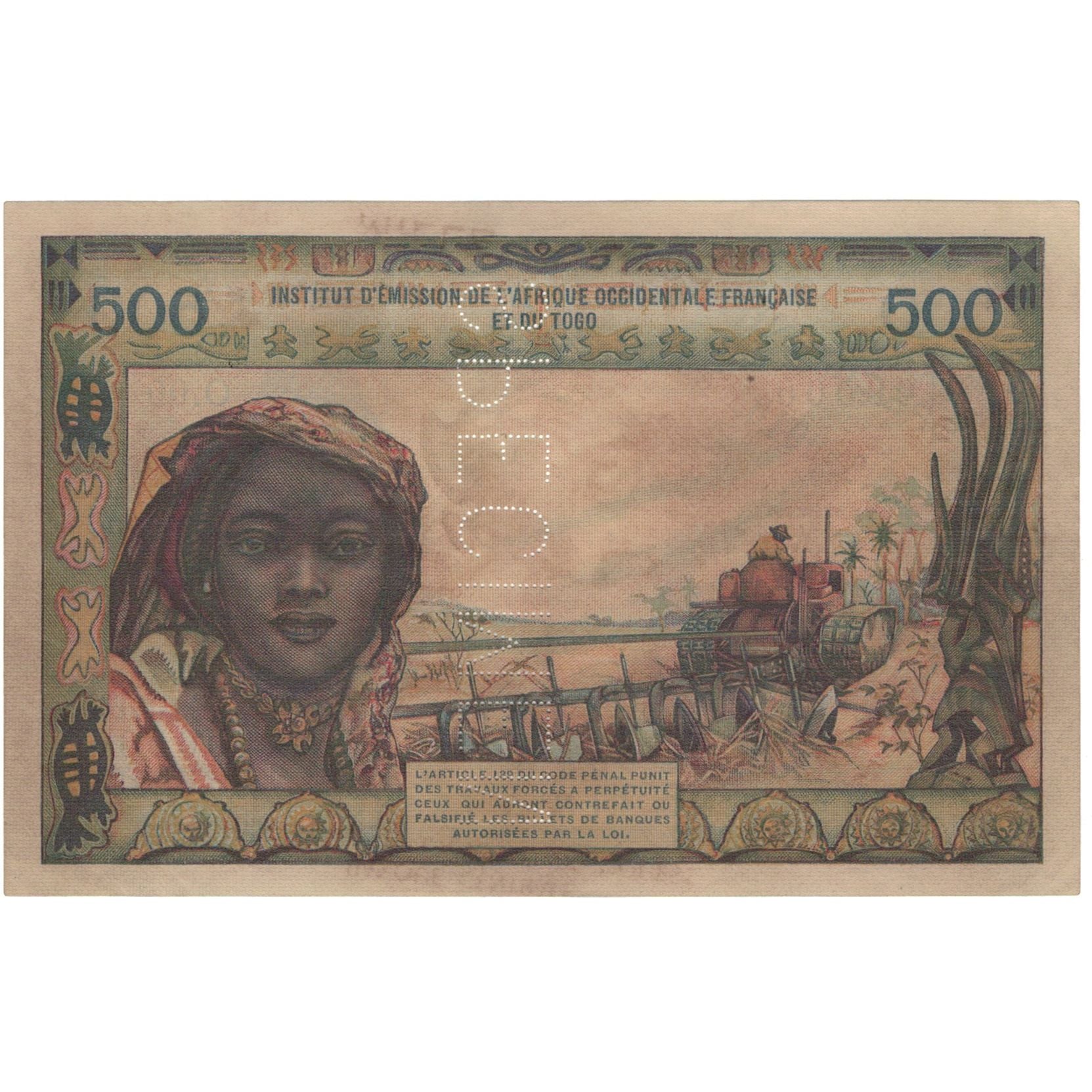 Banconote, Stati dell'Africa occidentale, 500 Francs, Undated (1959-65)