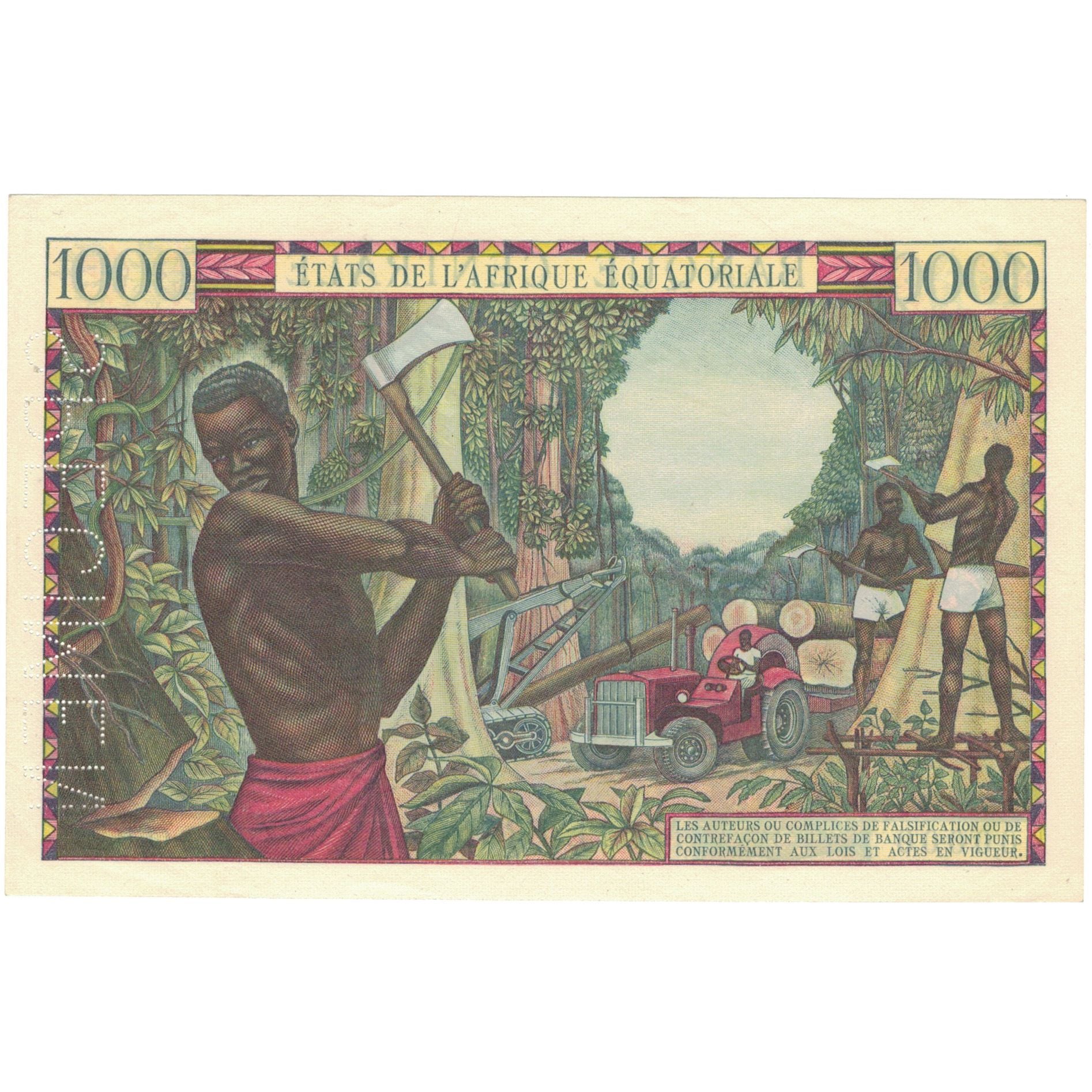 Banconote, Stati dell’Africa equatoriale, 1000 Francs, Specimen, KM:5c, SPL+