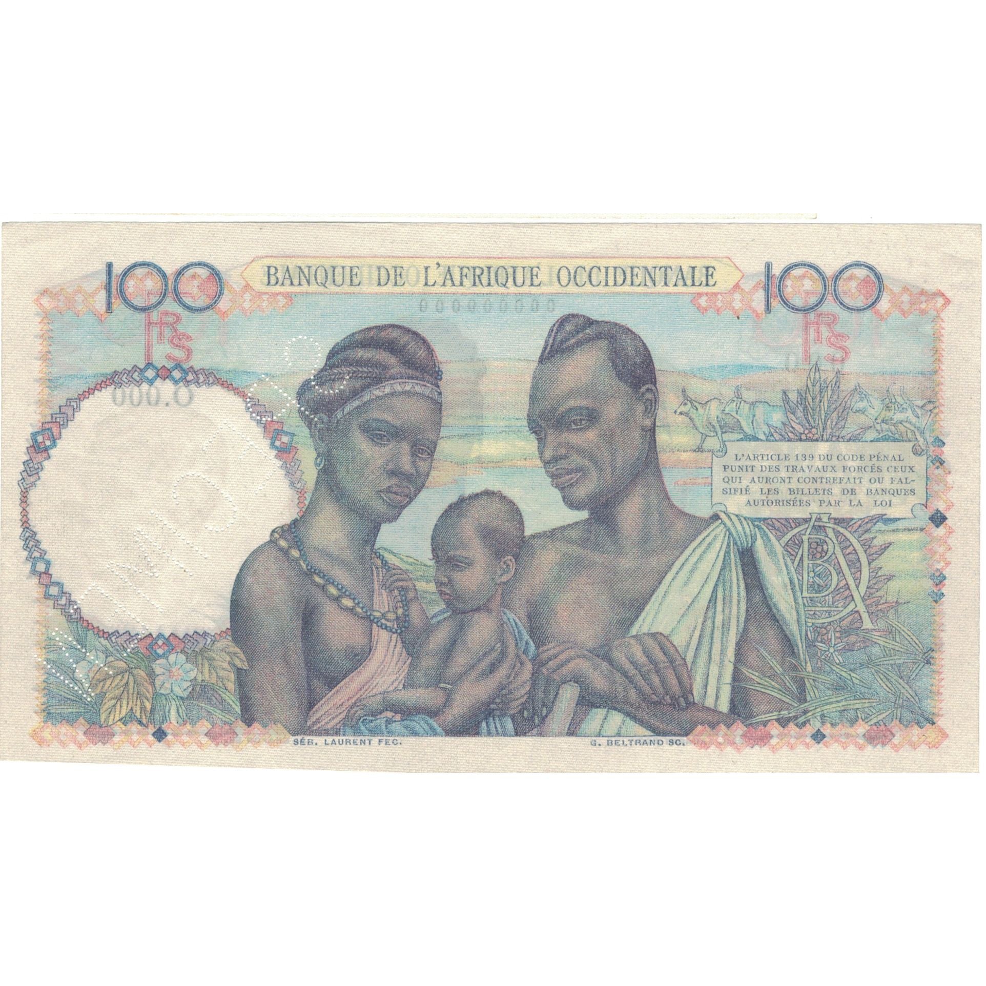 Banconote, Stati dell'Africa occidentale, 100 Francs, Specimen, KM:40, SPL