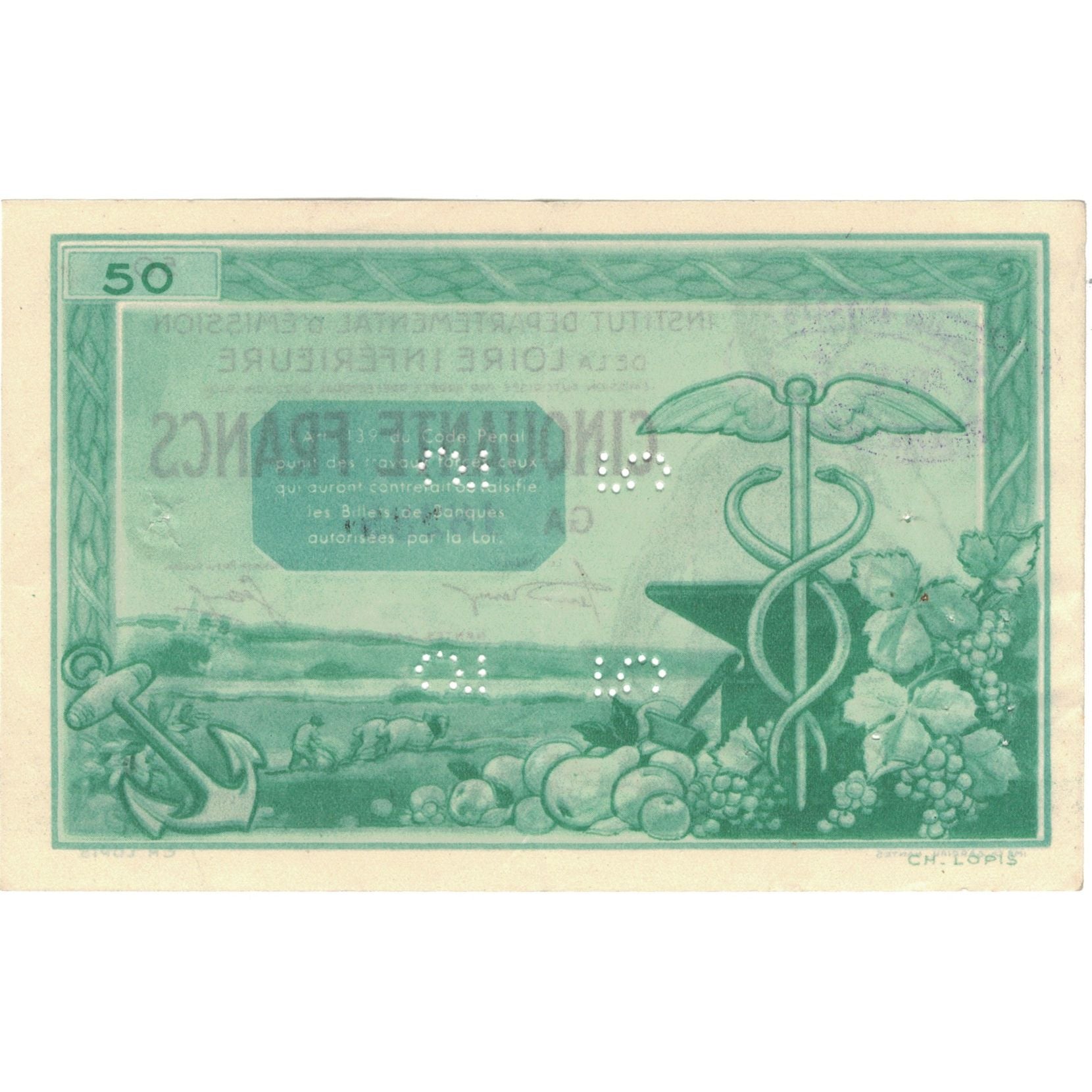 France, Nantes, 50 Francs, 1940, Specimen, UNC(63)