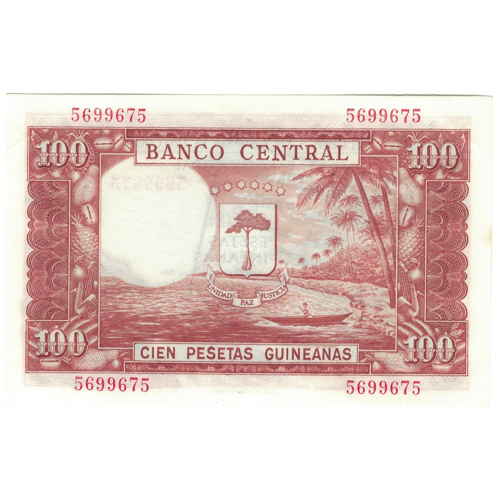 Banconote, Guinea equatoriale, 1000 Bipkwele on 100 Pesetas, 1980, 1980-10-21