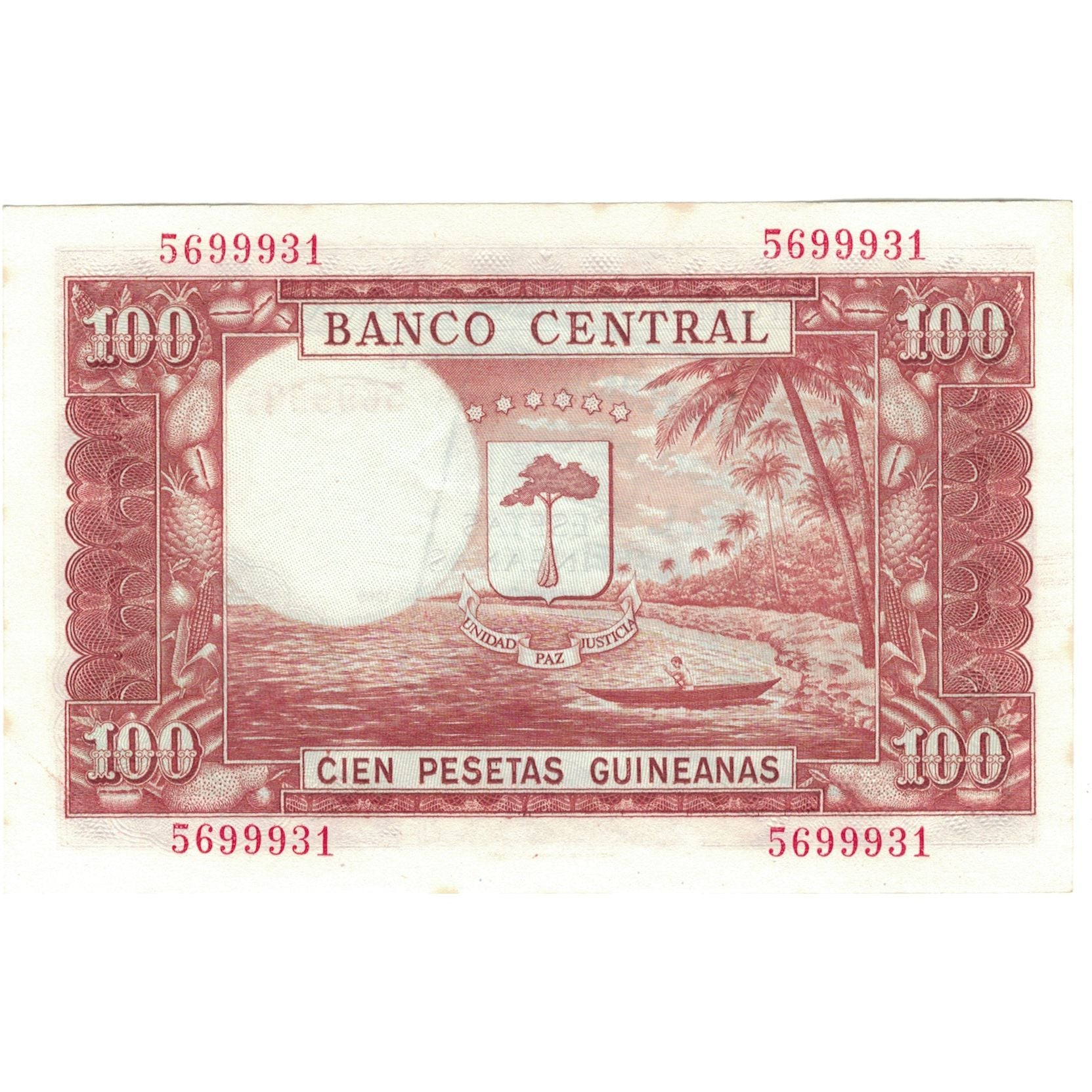 Billete, 1000 Bipkwele on 100 Pesetas, 1980, Guinea Ecuatorial, 1980-10-21