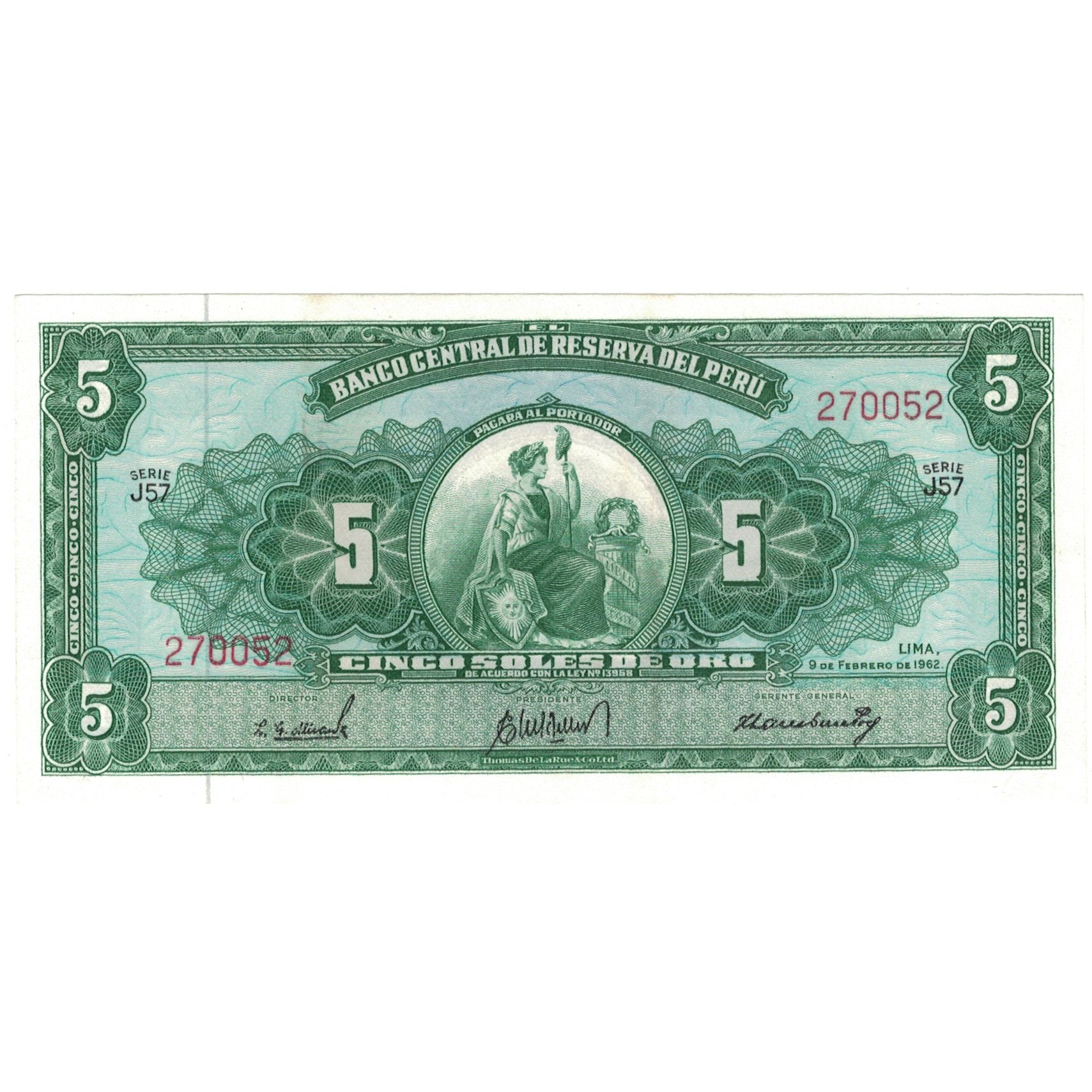 Geldschein, Peru, 5 Soles De Oro, 1962, 1962-02-09, KM:83a, UNZ-