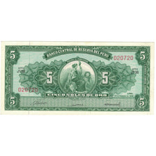 Billet, Pérou, 5 Soles De Oro, 1968, 1968-02-23, KM:83a, SPL+