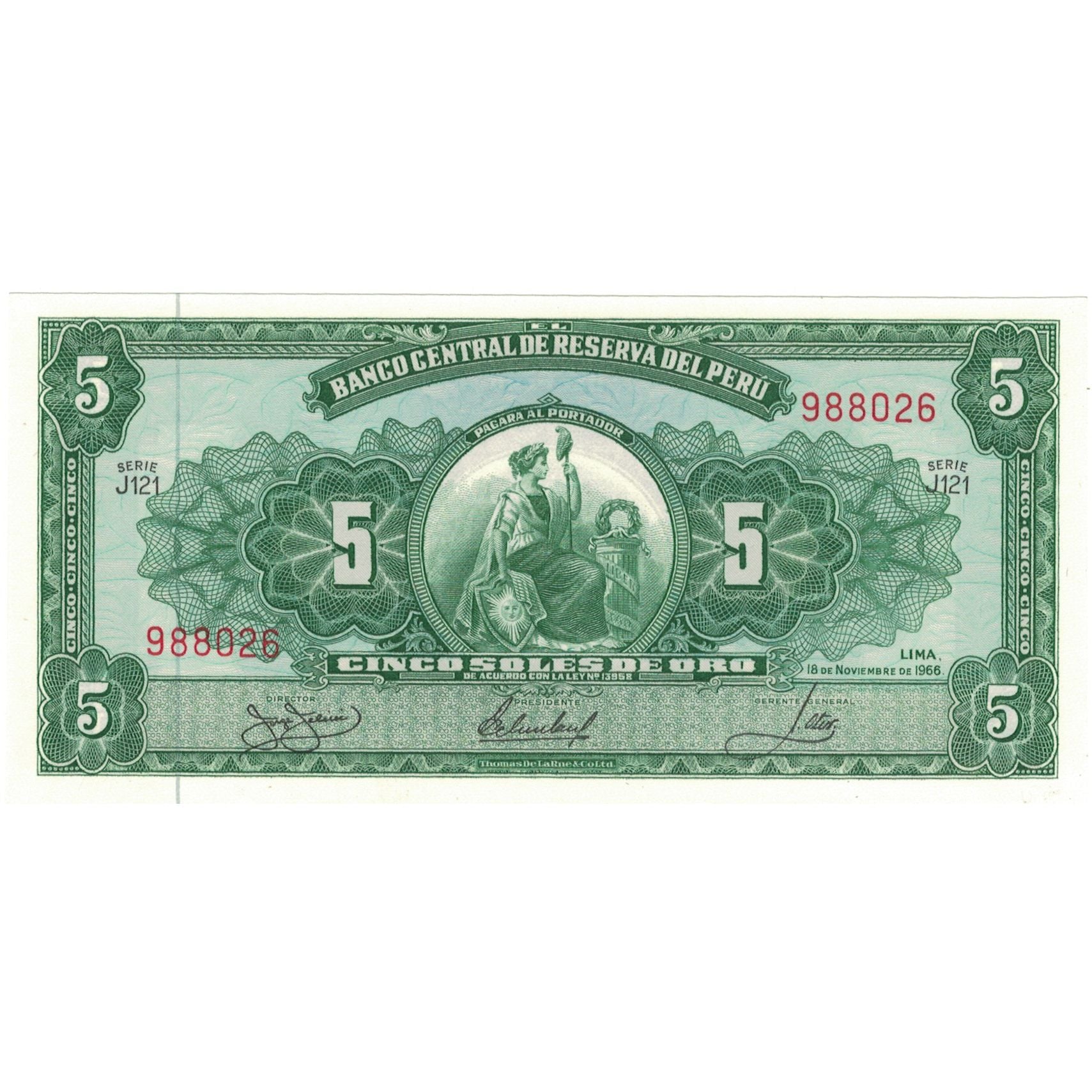 Banknote, Peru, 5 Soles De Oro, 1968, 1968-02-23, KM:83a, UNC(64)