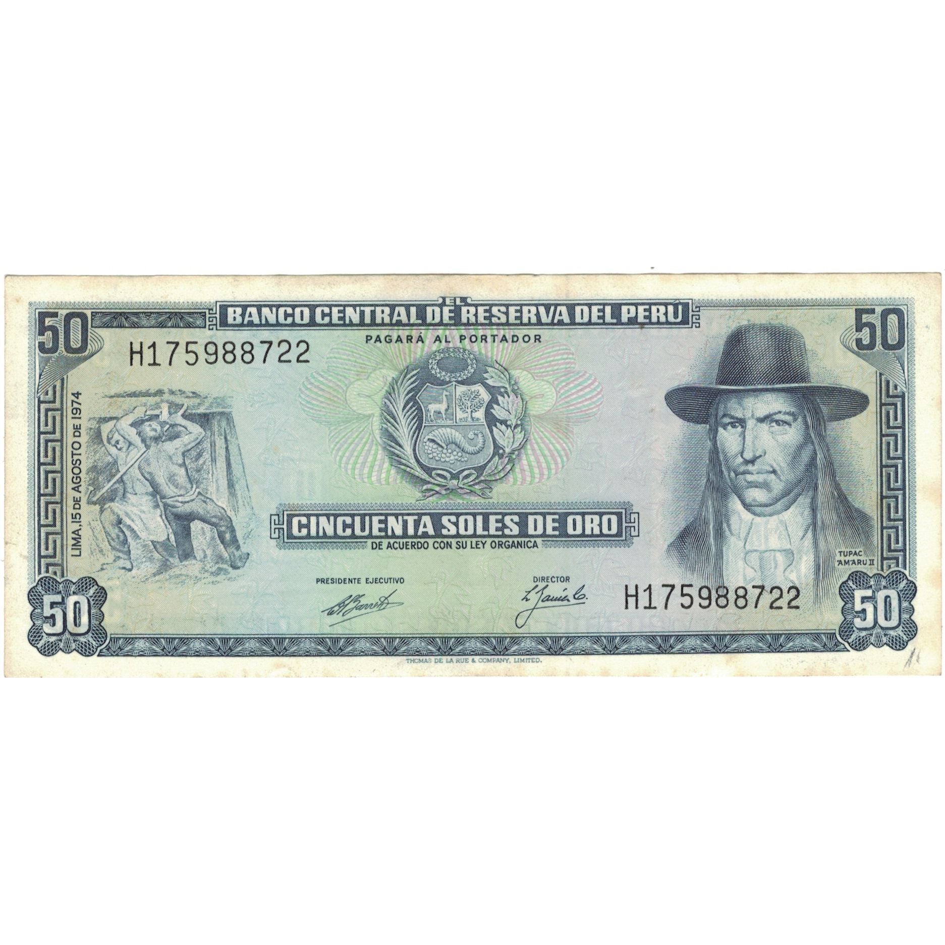 Geldschein, Peru, 50 Soles De Oro, 1974, 1974-08-15, KM:101c, SS