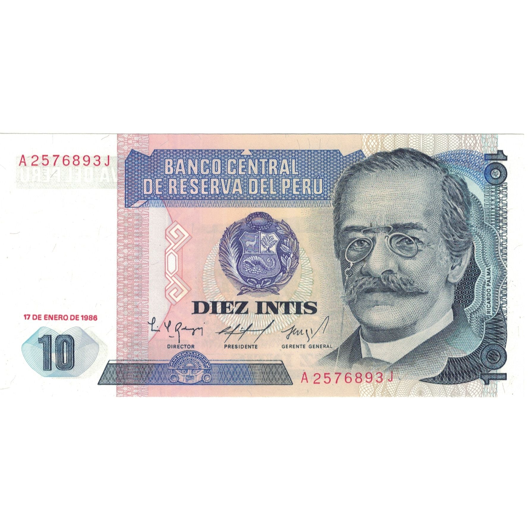 Banconote, Perù, 10 Intis, 1985, 1985-04-03, KM:128, SPL+