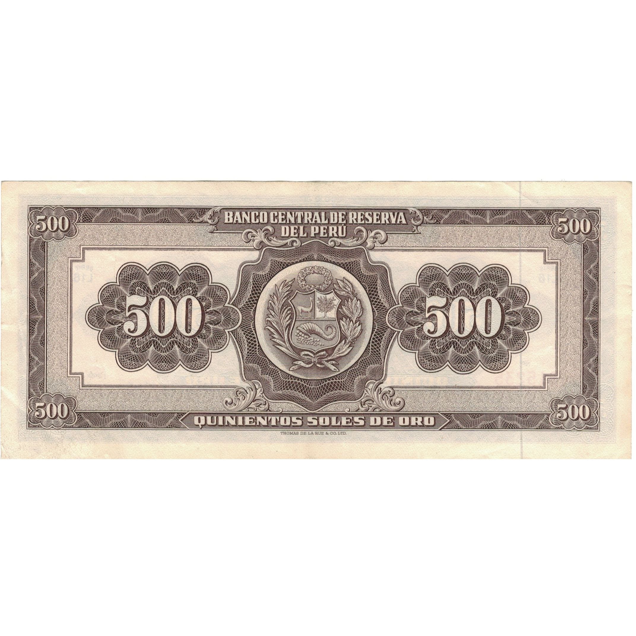 Biljet, Peru, 500 Soles De Oro, 1968, 1968-02-23, KM:87a, TTB+