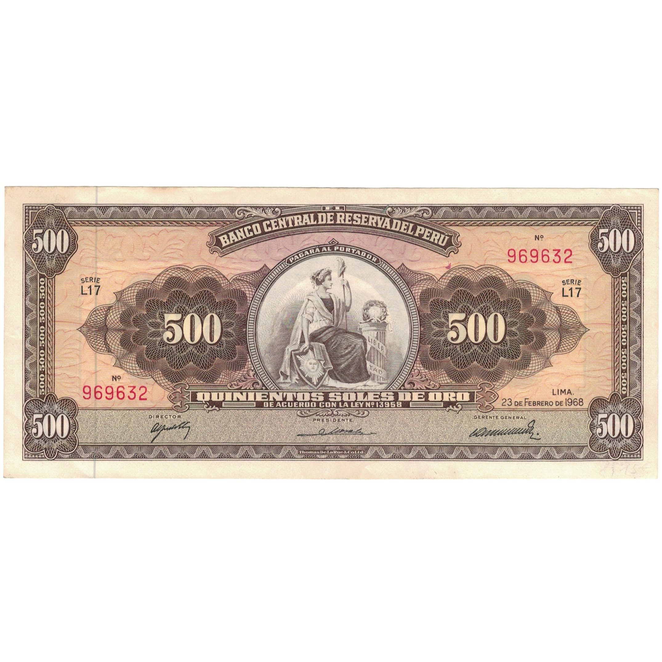 Banknote, Peru, 500 Soles De Oro, 1968, 1968-02-23, KM:87a, AU(50-53)