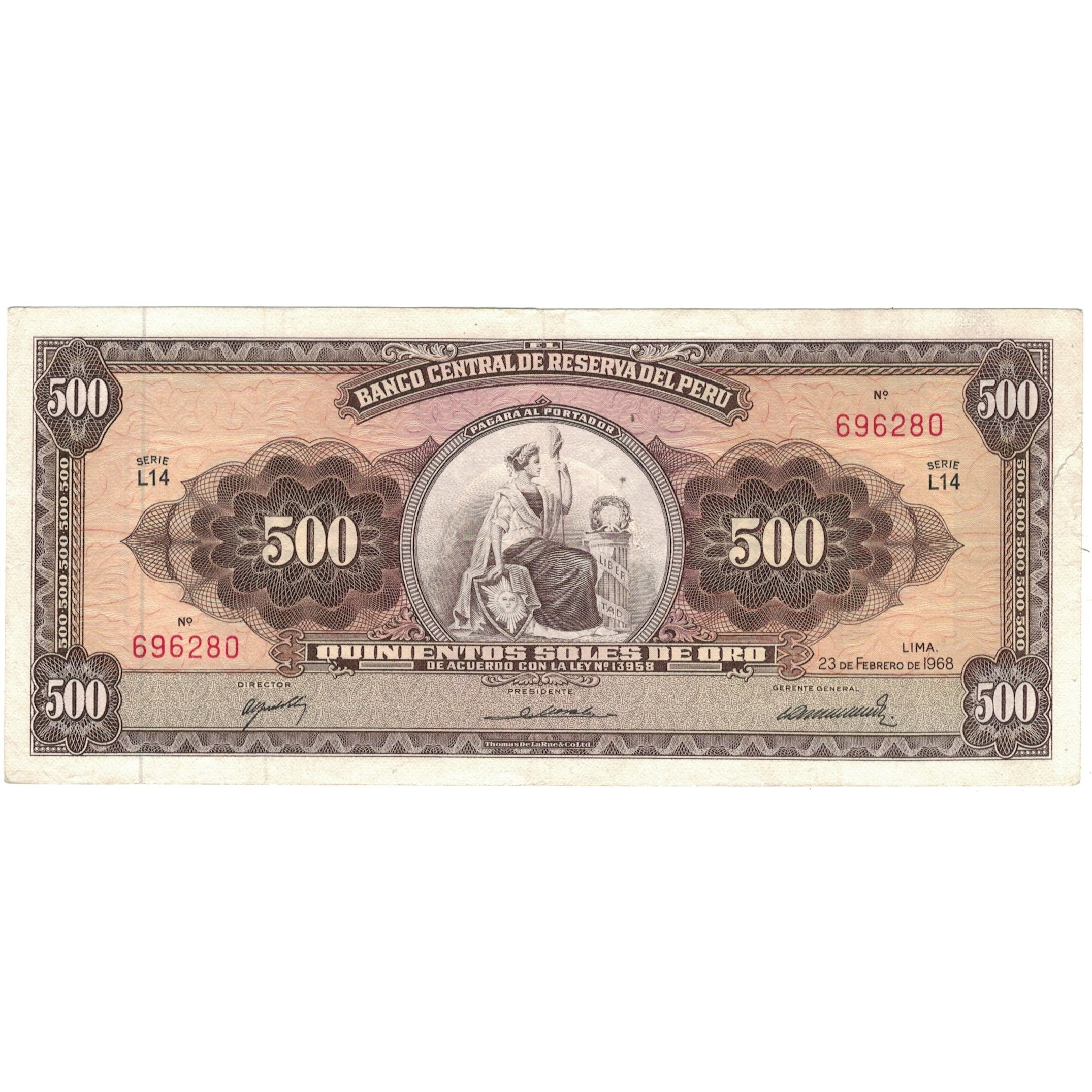 Biljet, Peru, 500 Soles De Oro, 1968, 1968-02-23, KM:87a, TTB+