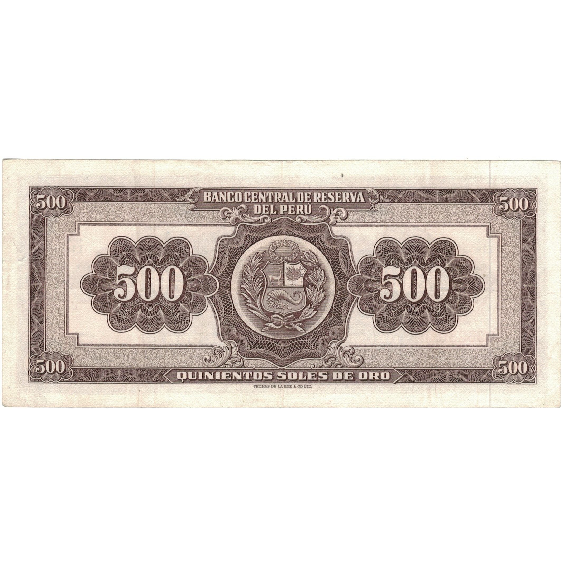 Biljet, Peru, 500 Soles De Oro, 1968, 1968-02-23, KM:87a, TTB+