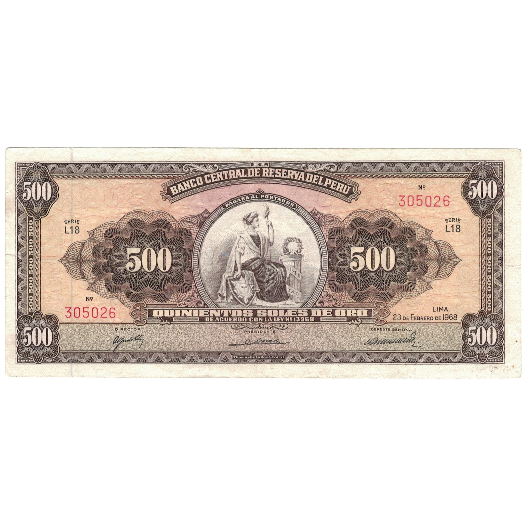 Banknote, Peru, 500 Soles De Oro, 1968, 1968-02-23, KM:87a, AU(50-53)