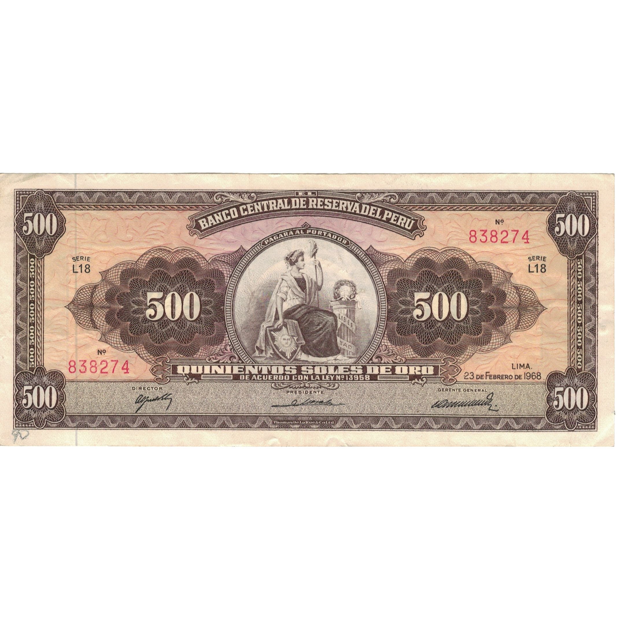 Banknote, Peru, 500 Soles De Oro, 1968, 1968-02-23, KM:87a, EF(40-45)