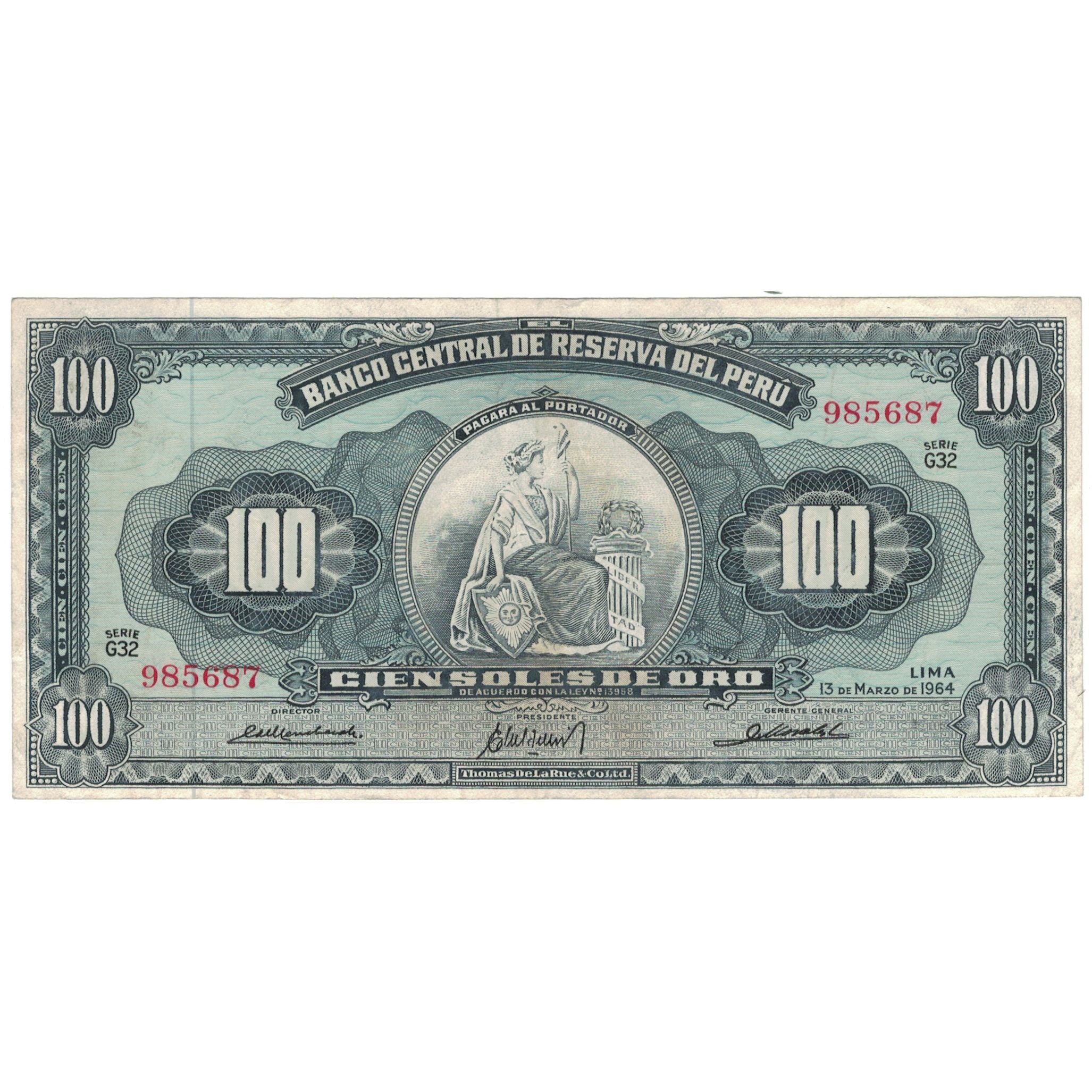 Banknote, Peru, 100 Soles De Oro, 1964, 1964-03-13, KM:86a, EF(40-45)