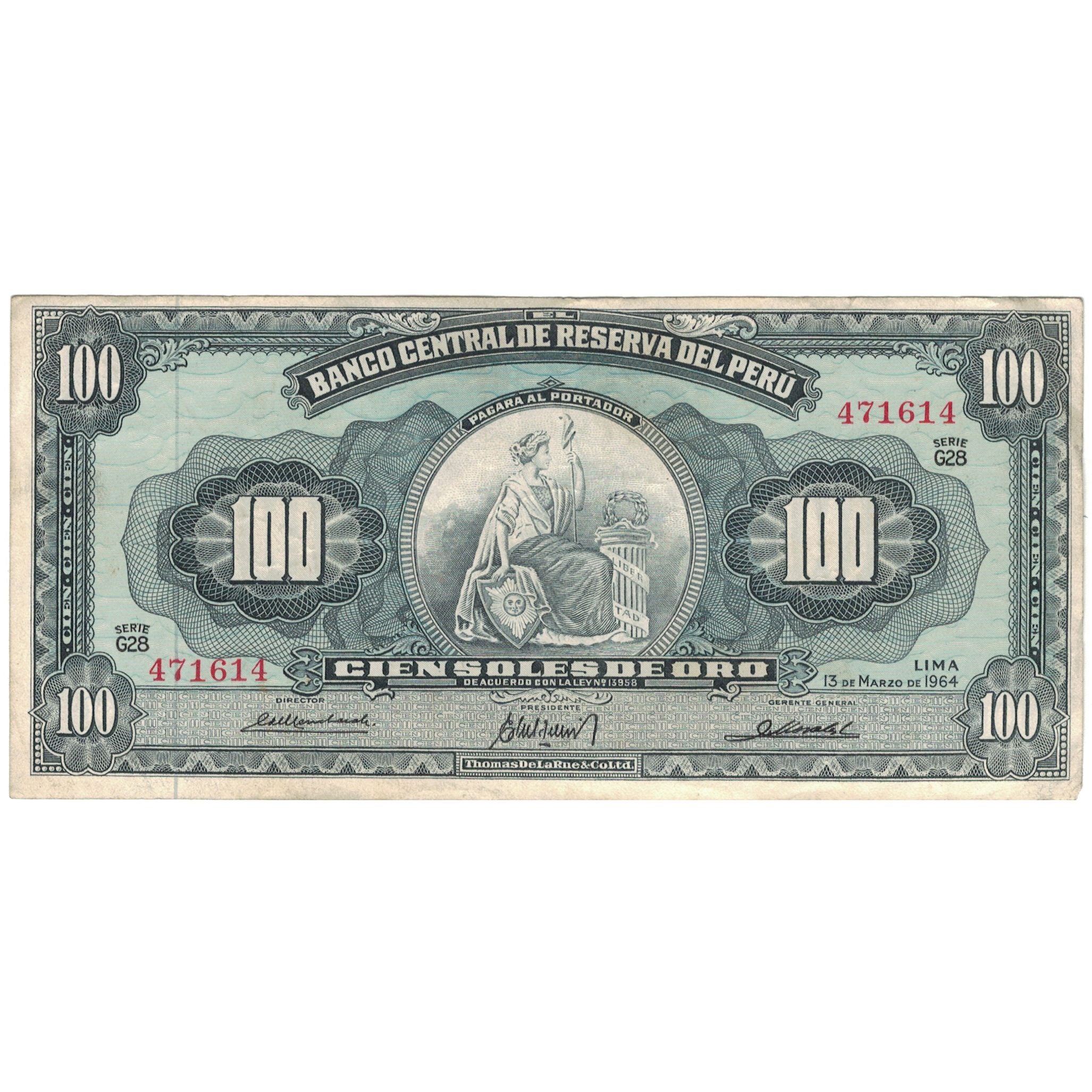 Banknote, Peru, 100 Soles De Oro, 1964, 1964-03-13, KM:86a, EF(40-45)