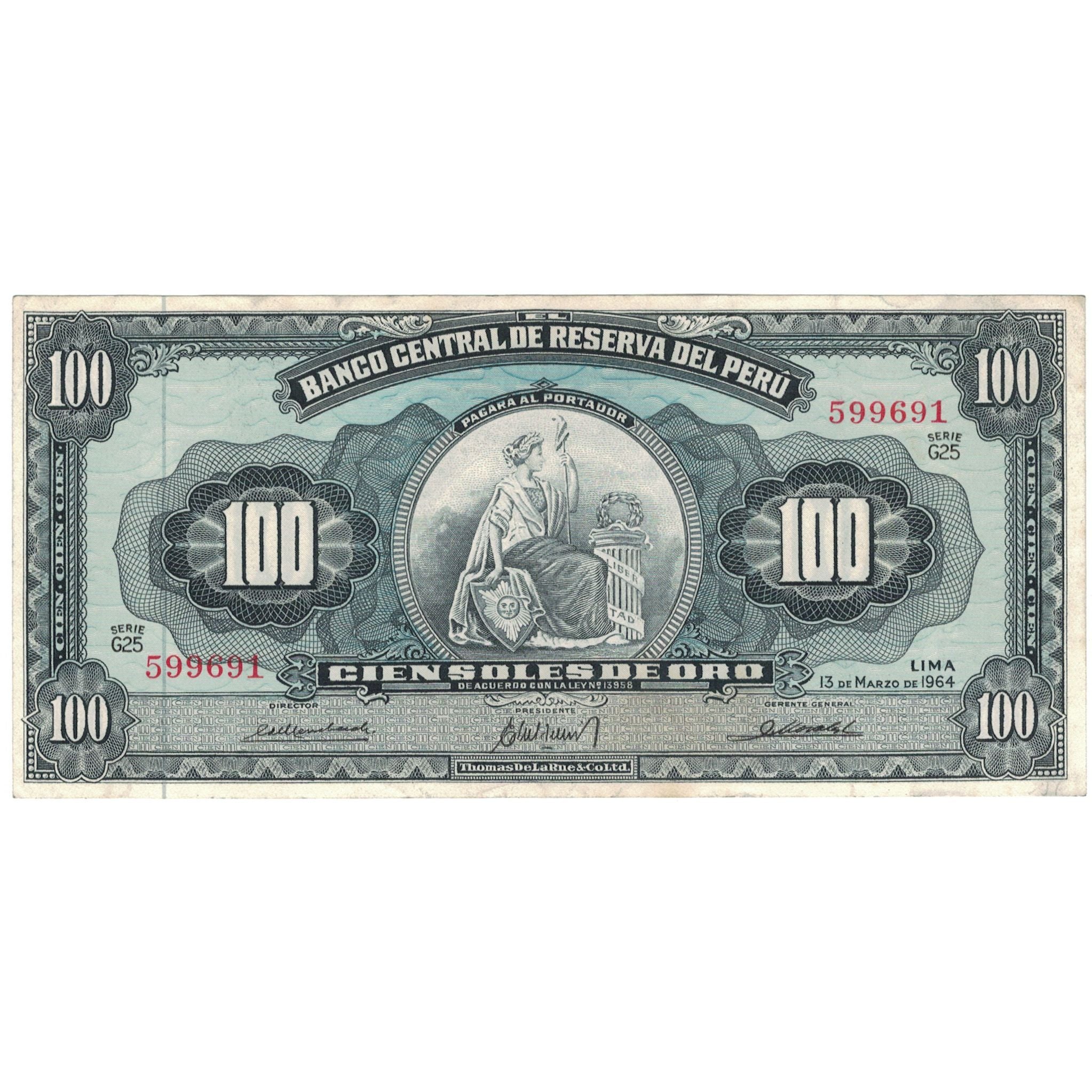 Banknote, Peru, 100 Soles De Oro, 1964, 1964-03-13, KM:86a, EF(40-45)