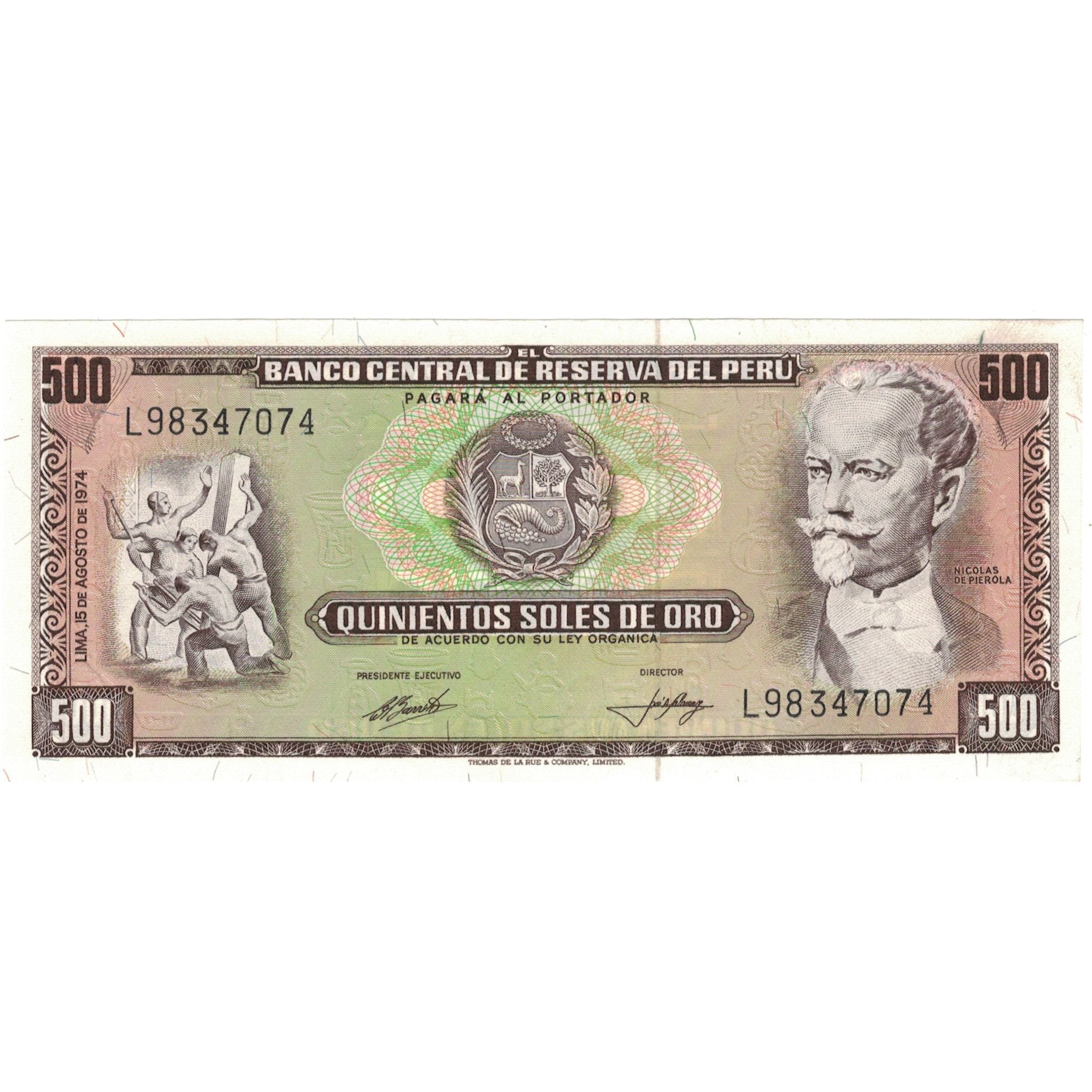 Billet, Pérou, 500 Soles De Oro, 1974, 1974-08-15, KM:104c, SPL+
