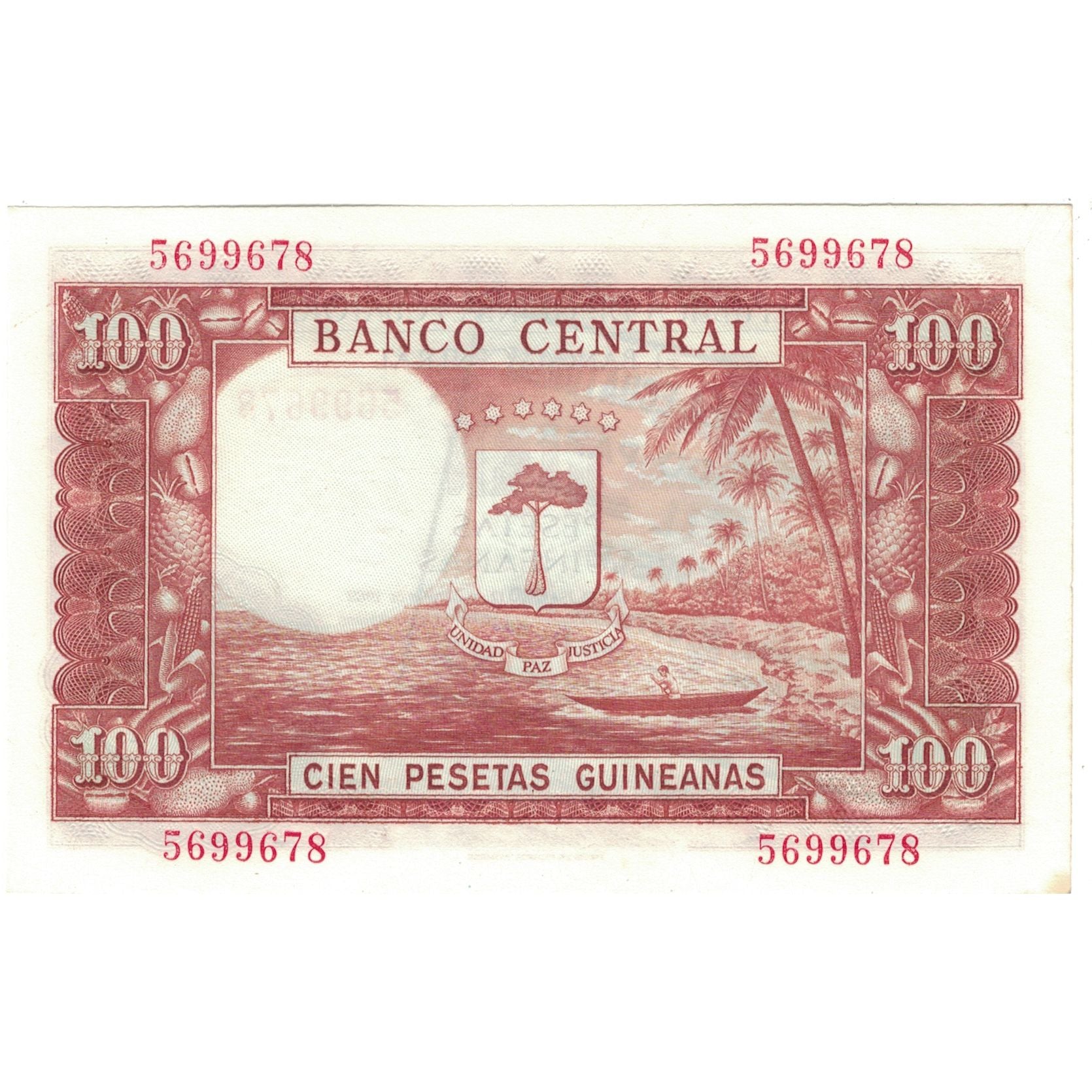 Banconote, Guinea equatoriale, 1000 Bipkwele on 100 Pesetas, 1980, 1980-10-21
