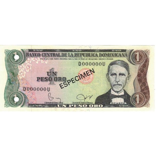 Banknote, Dominican Republic, 1 Peso Oro, 1982, 1982, Specimen, KM:117s3
