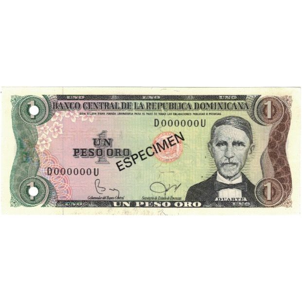 Nota, República Dominicana, 1 Peso Oro, 1982, 1982, Espécime, KM:117s3