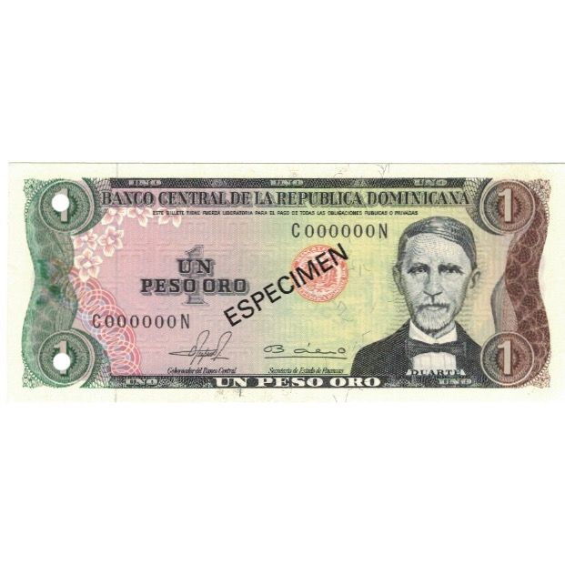 Biljet, Dominicaanse Republiek, 1 Peso Oro, 1981, 1981, Specimen, KM:117s2, SPL